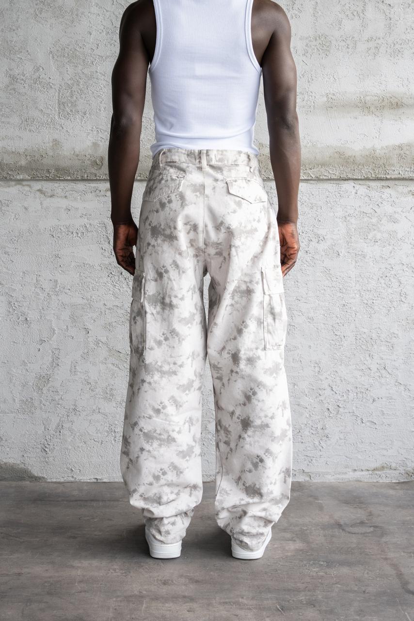 Erkek Baggy Desenli Kargo Jean Pantolon Gri - Image 3