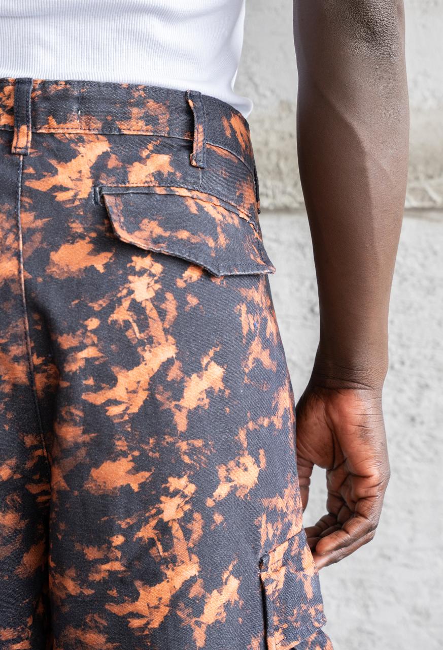 Erkek Baggy Desenli Kargo Jean Pantolon Turuncu - Image 4
