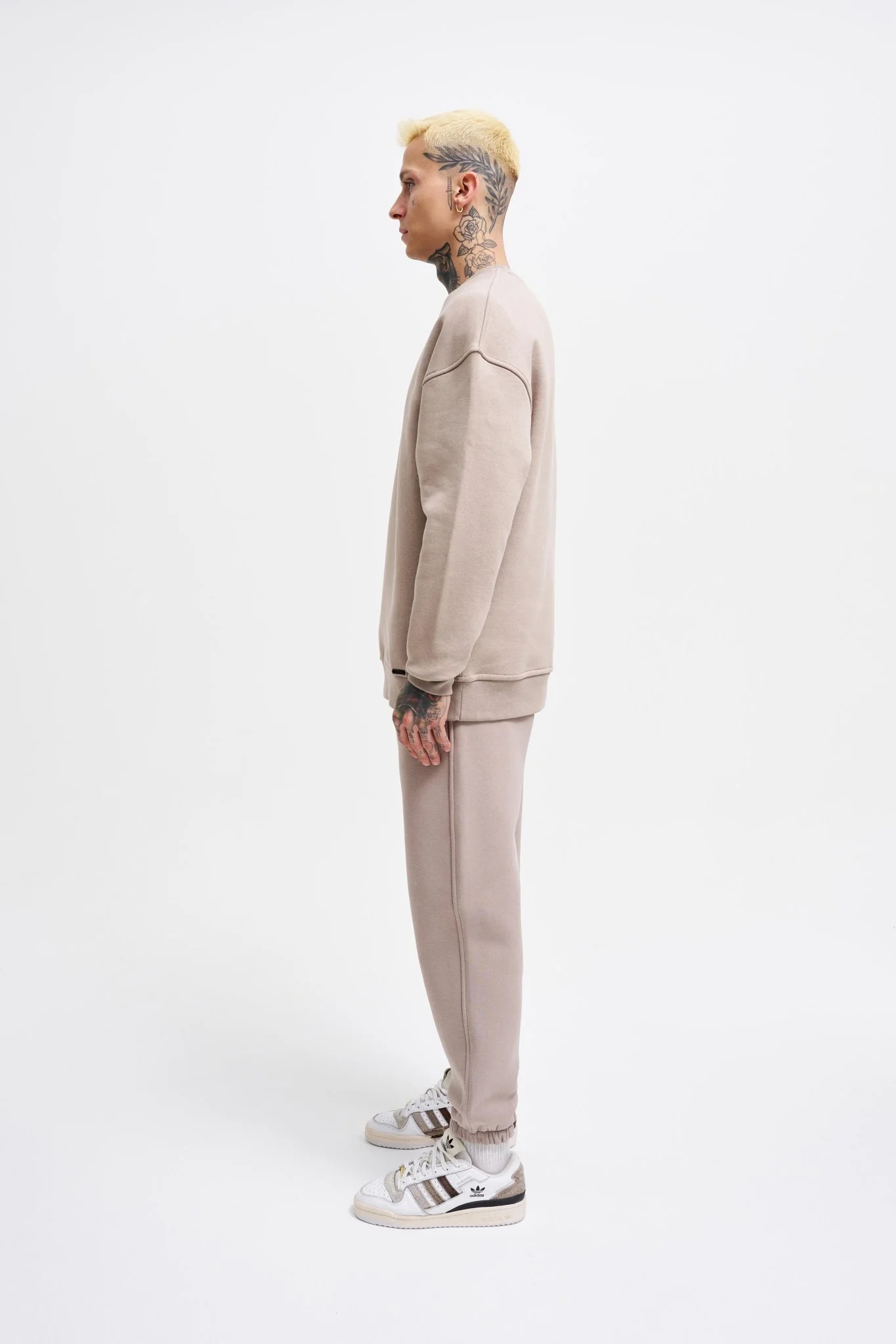 Erkek Basic Bisiklet Yaka Oversize Sweatshirt Açık Gri - Image 6