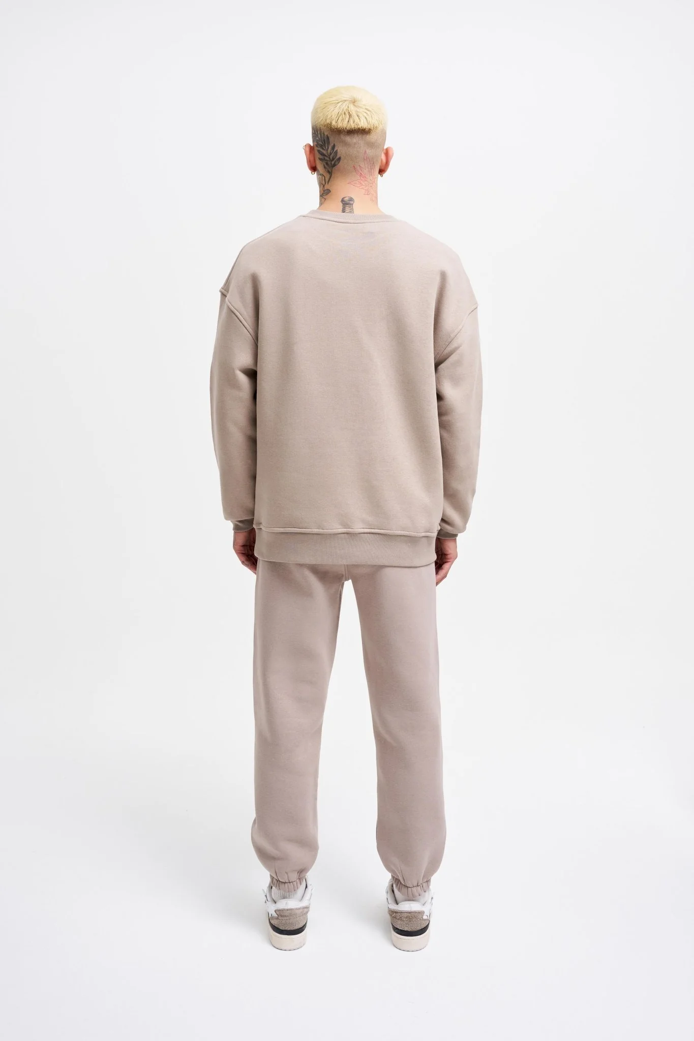Erkek Basic Bisiklet Yaka Oversize Sweatshirt Açık Gri - Image 7