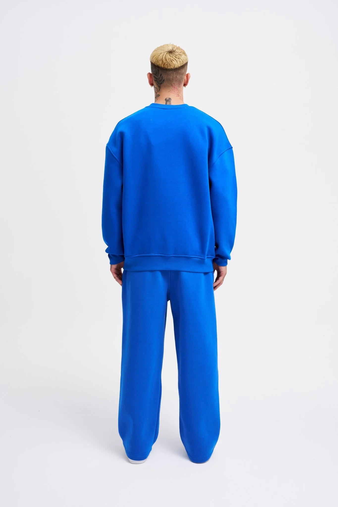 Erkek Basic Bisiklet Yaka Oversize Sweatshirt Açık Mavi - Image 6