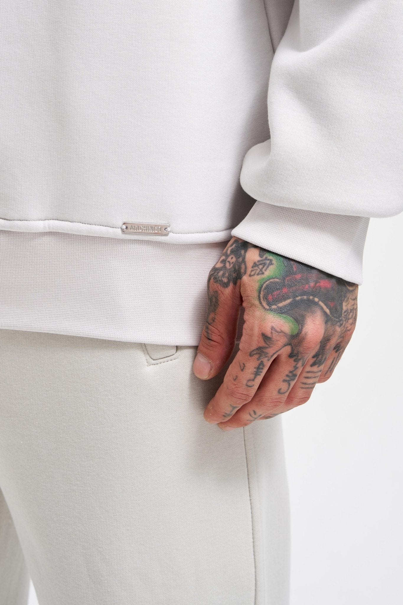 Erkek Basic Bisiklet Yaka Oversize Sweatshirt Uzay Grisi - Image 4