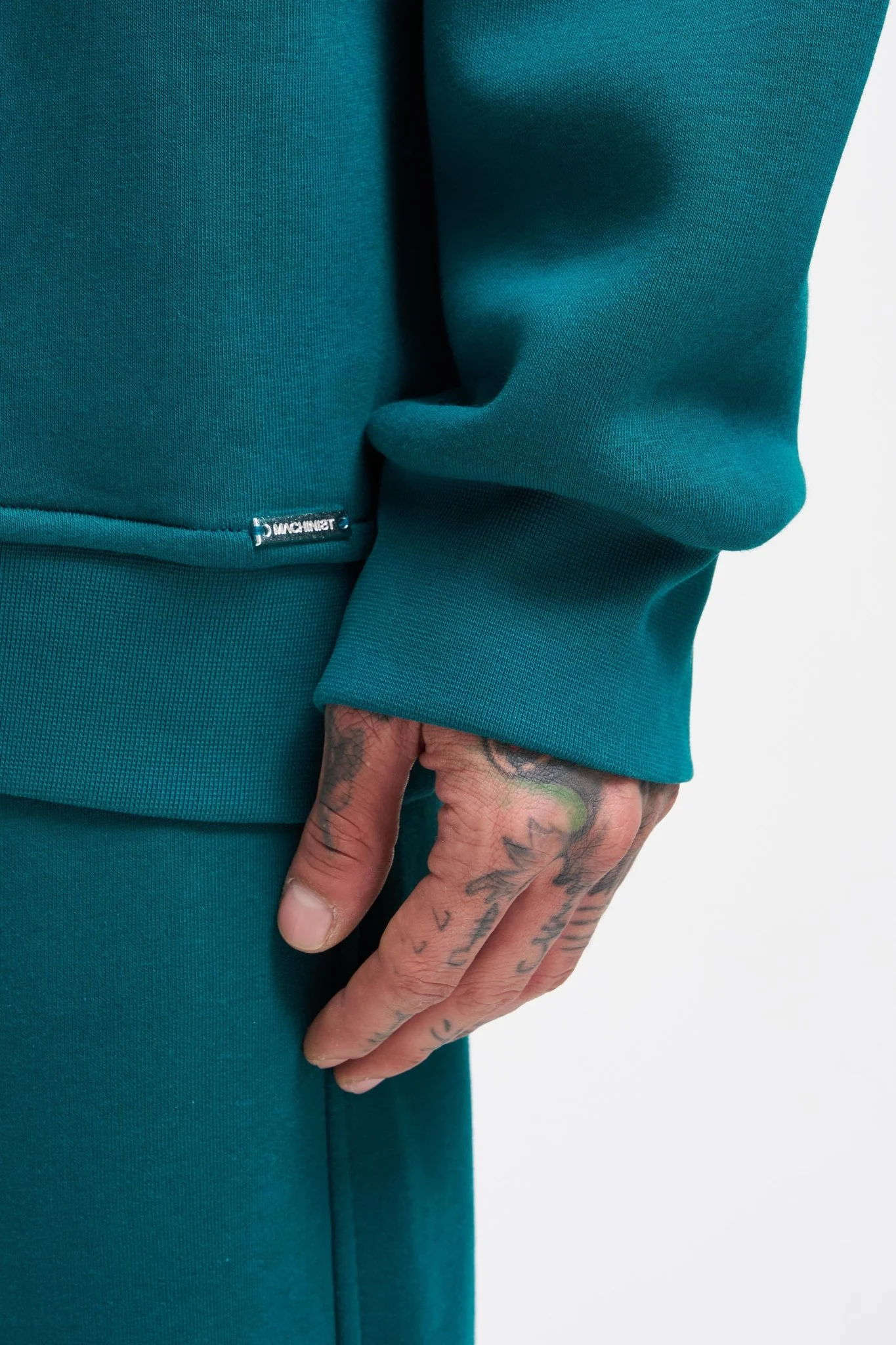 Erkek Basic Bisiklet Yaka Oversize Sweatshirt Yağ Yeşili - Image 4