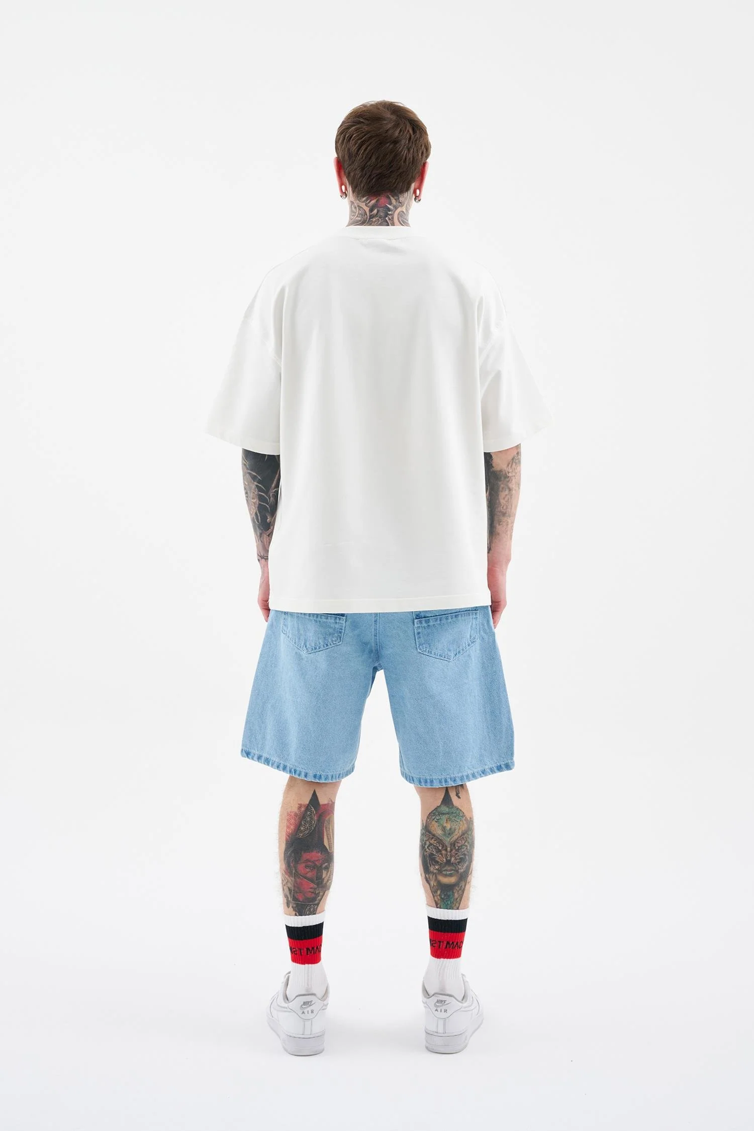 Erkek Basic Koyu Jean Şort Açık Mavi - Image 6