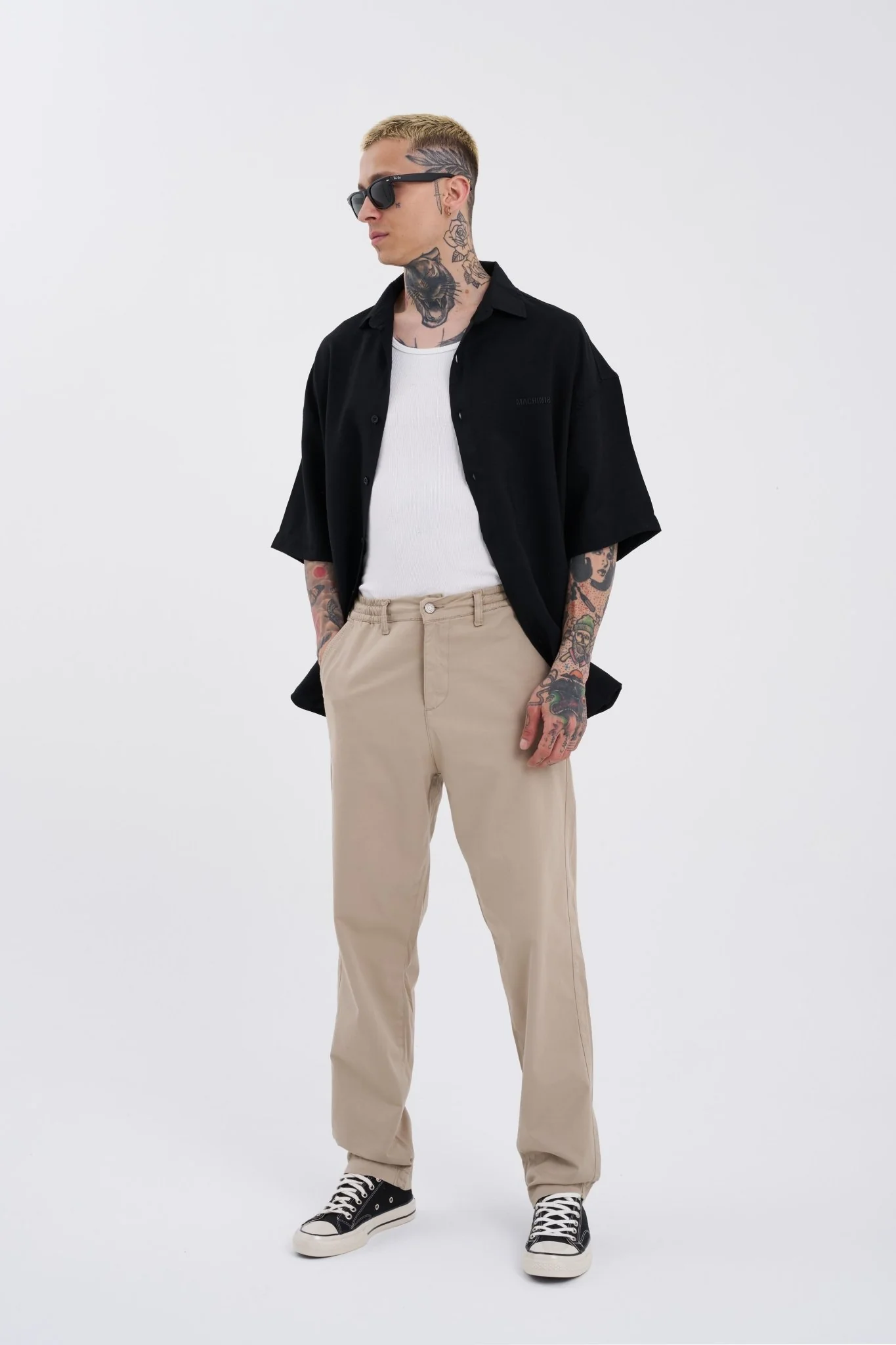 Erkek Basic Solid Jean Pantolon Bej - Image 5