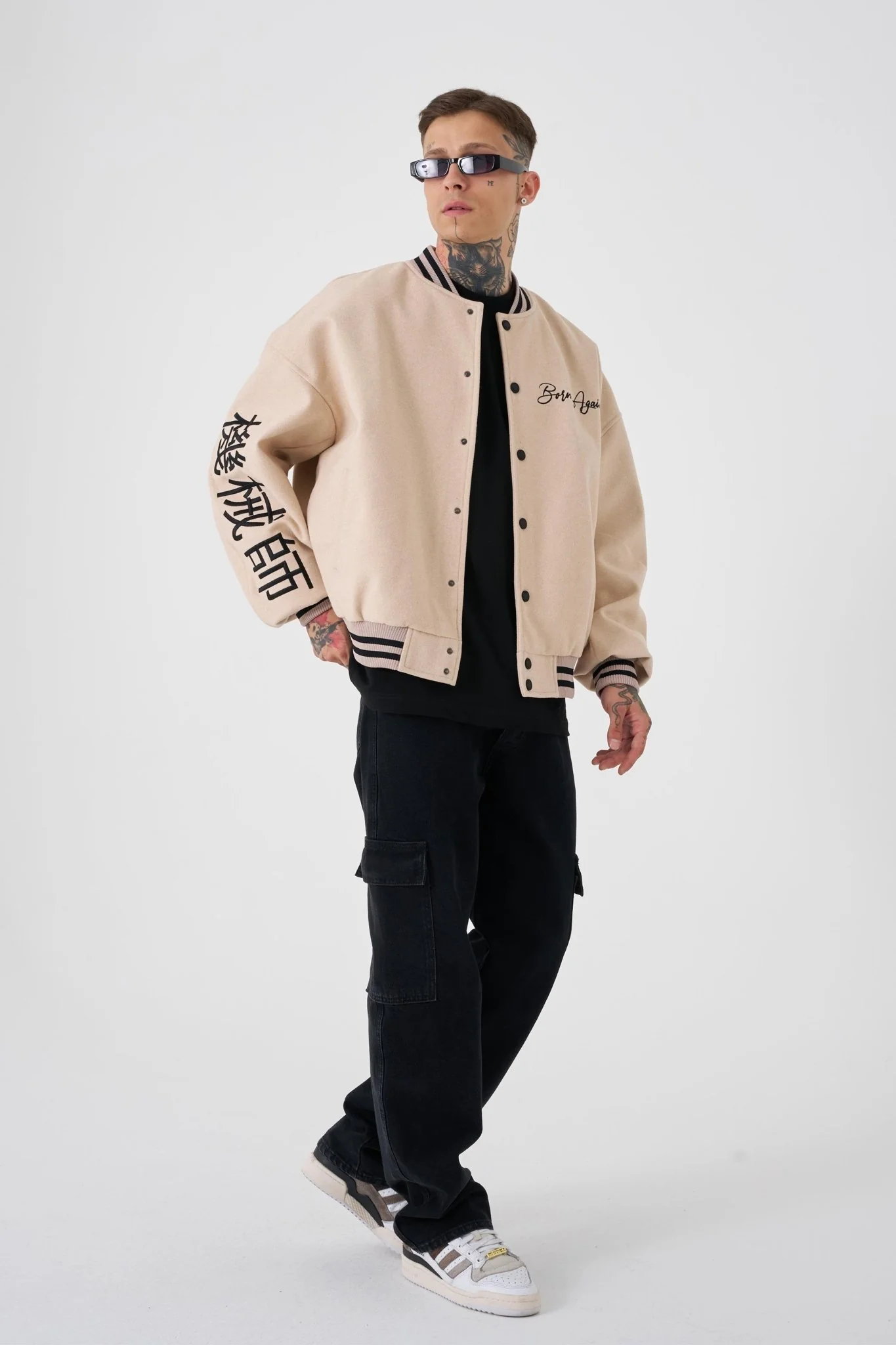 Erkek Born Again Style Oversize Bomber Ceket Bej - Image 10