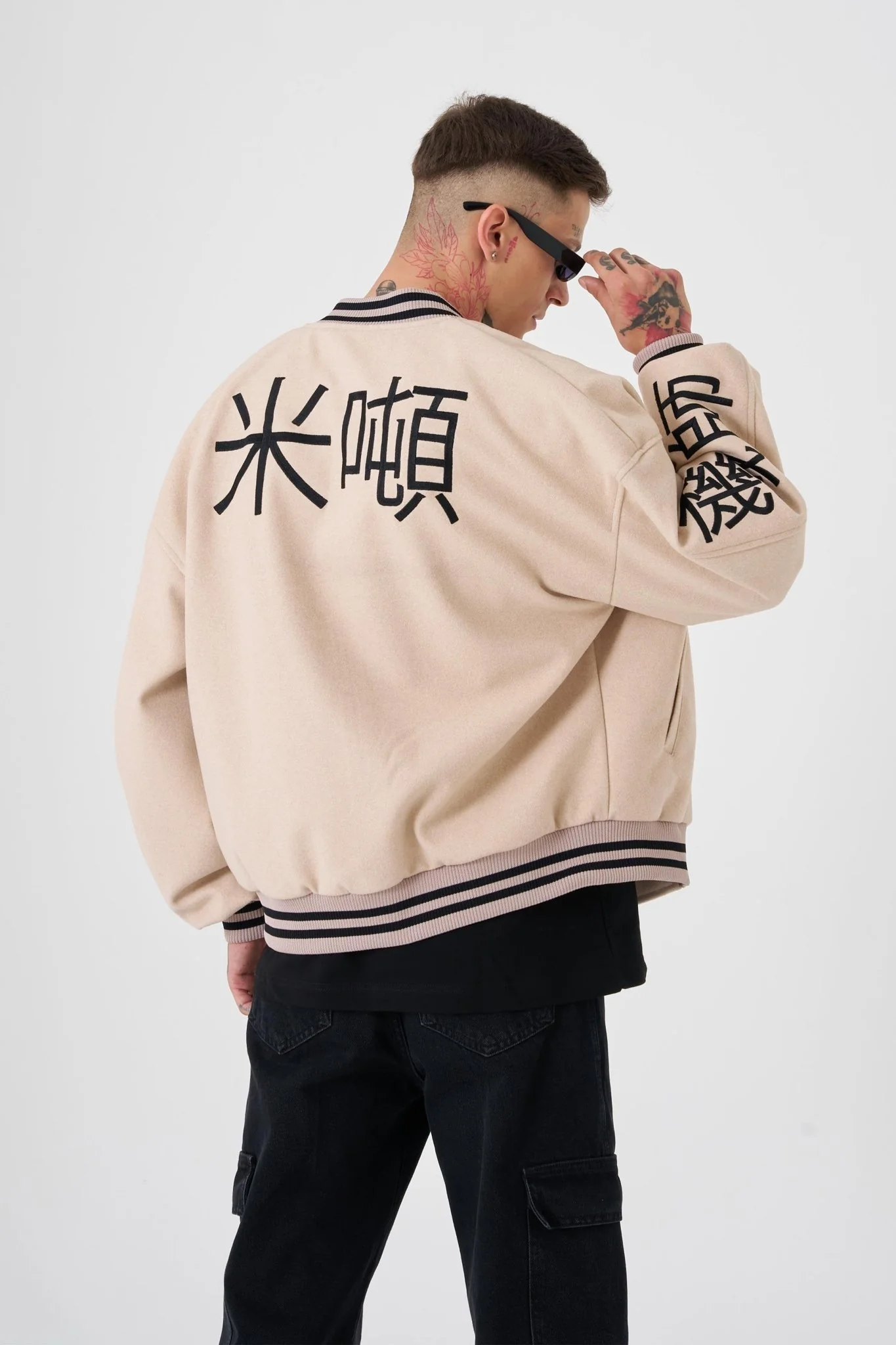 Erkek Born Again Style Oversize Bomber Ceket Bej - Image 7