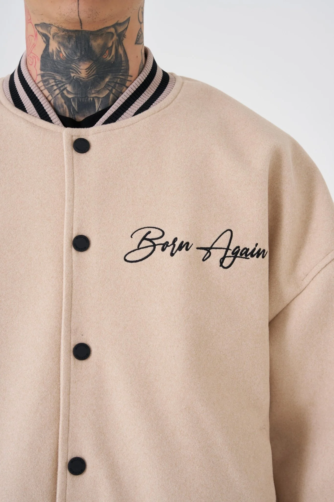 Erkek Born Again Style Oversize Bomber Ceket Bej - Image 8