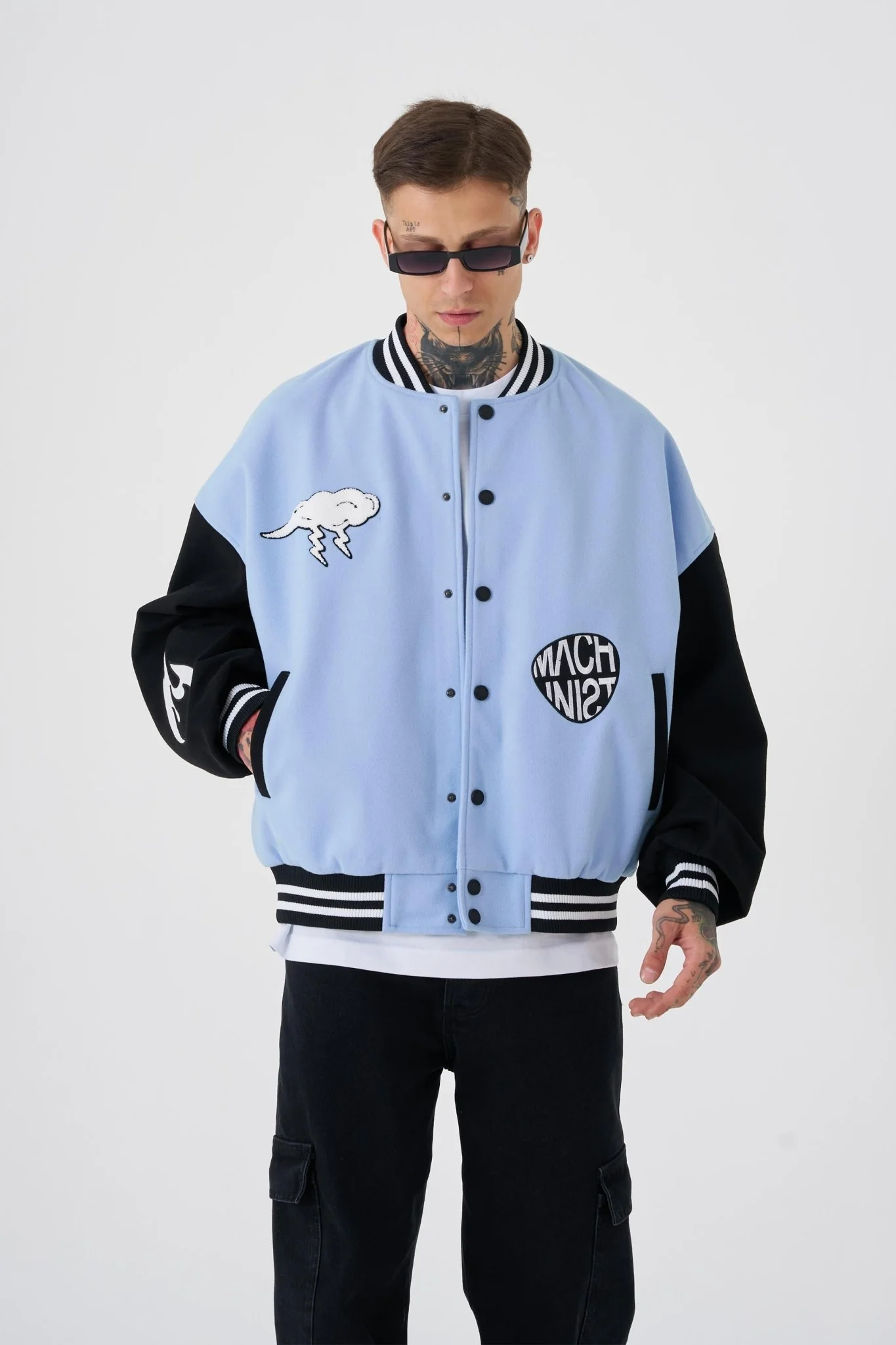 Erkek Cloud Oversize Bomber Ceket Açık Mavi - Image 6