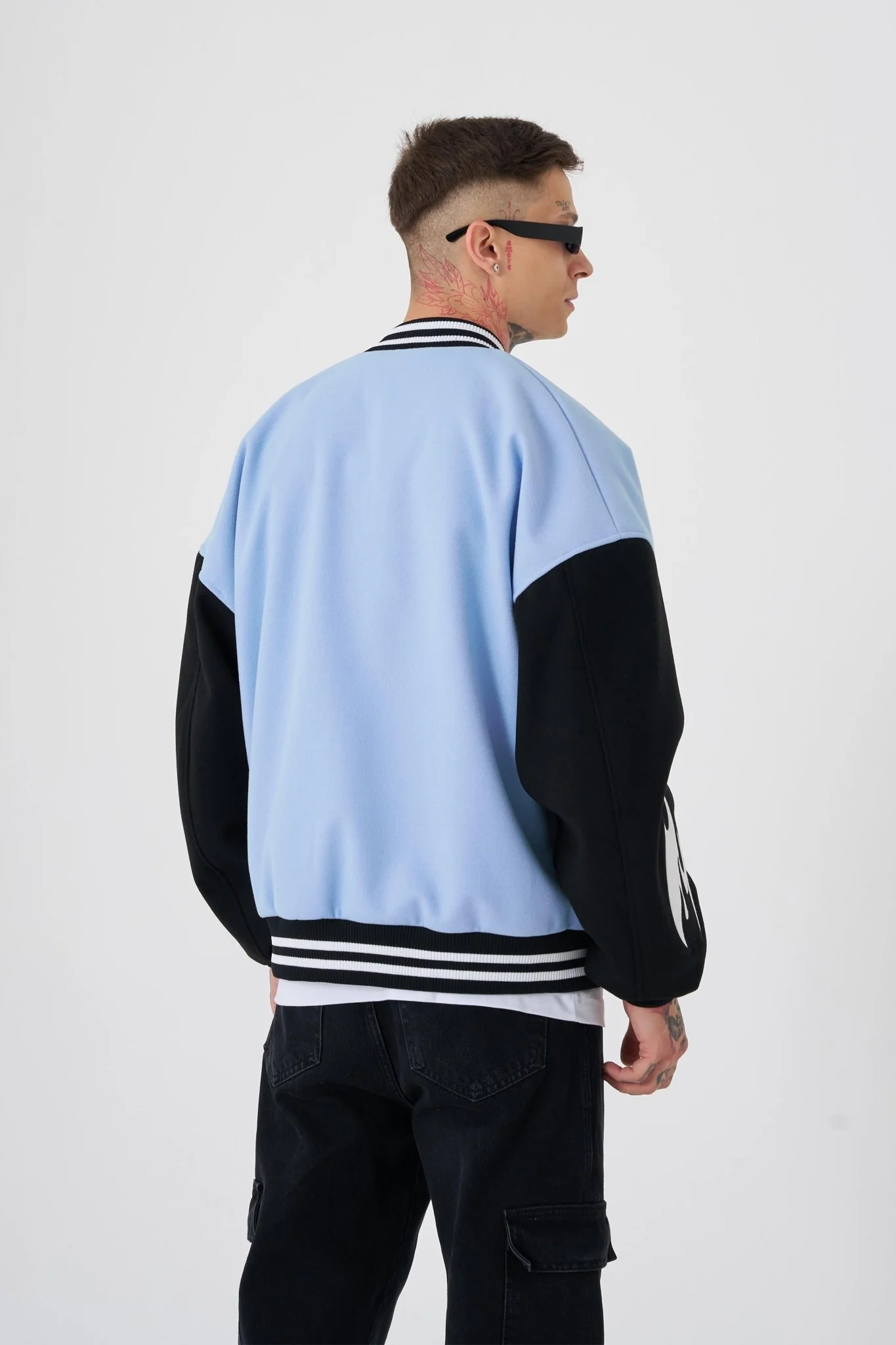 Erkek Cloud Oversize Bomber Ceket Açık Mavi - Image 7