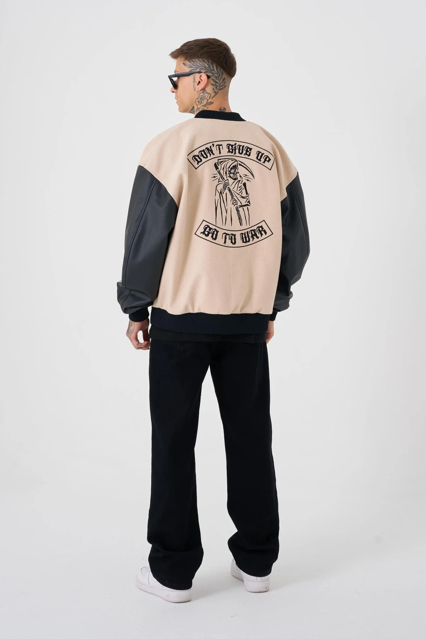 Erkek Go To War Oversize Bomber Ceket Bej - Image 10