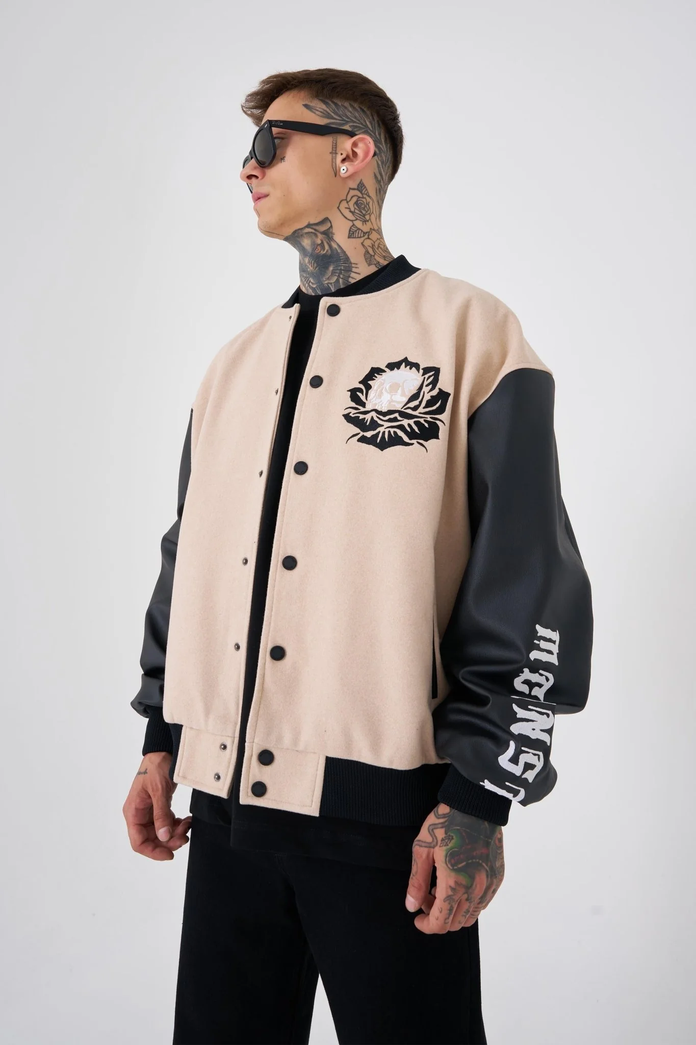 Erkek Go To War Oversize Bomber Ceket Bej - Image 6