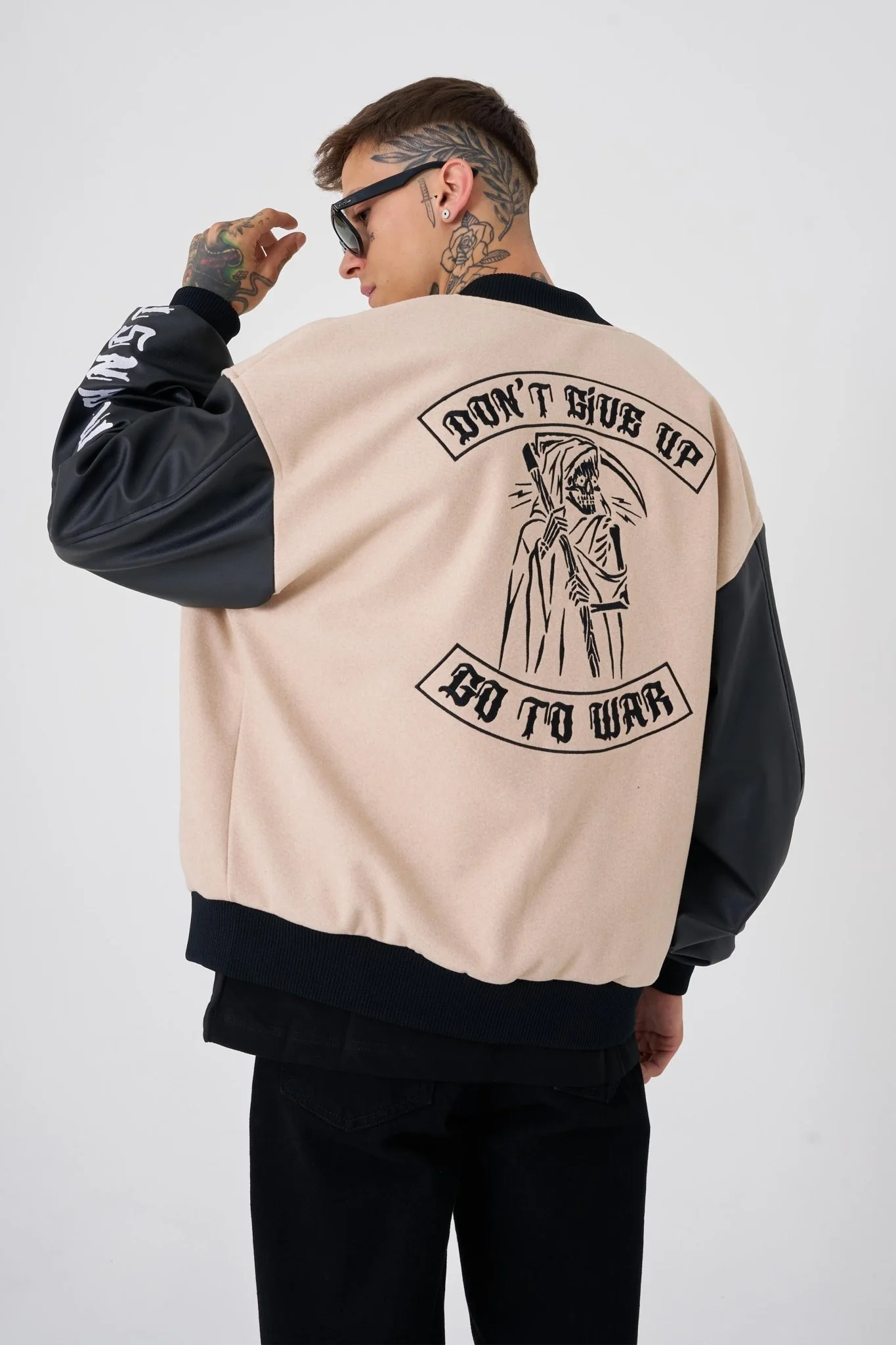 Erkek Go To War Oversize Bomber Ceket Bej - Image 7