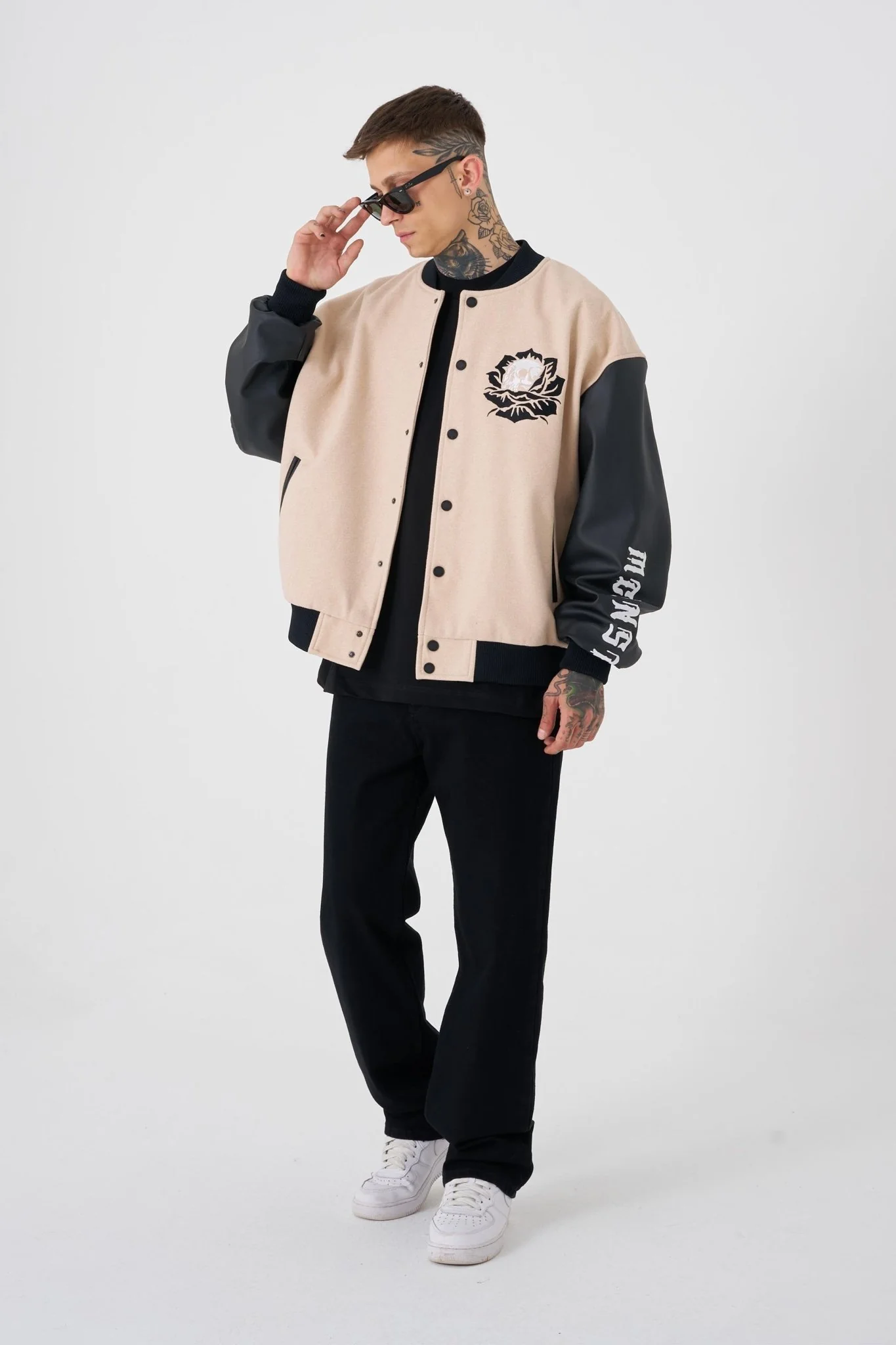 Erkek Go To War Oversize Bomber Ceket Bej - Image 9
