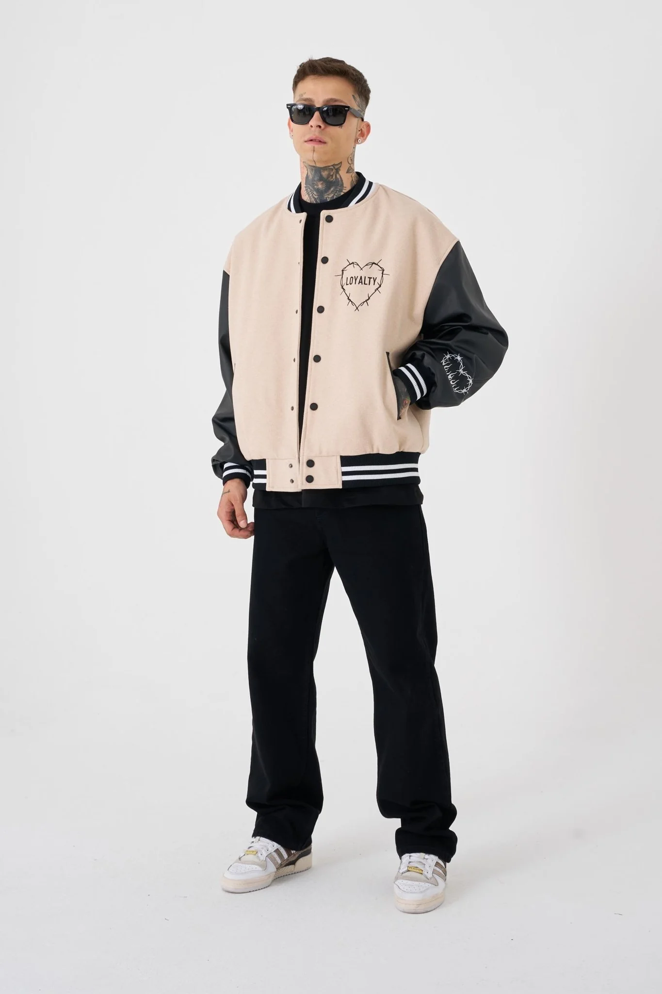 Erkek Hell Fire Club Oversize Bomber Ceket Bej - Image 3