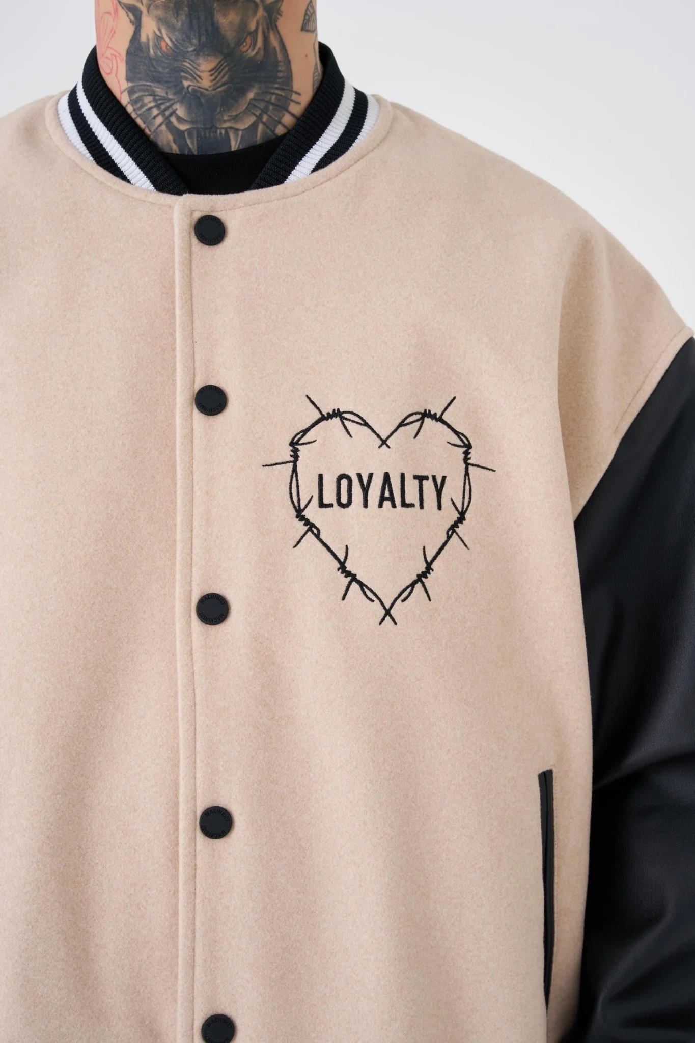 Erkek Hell Fire Club Oversize Bomber Ceket Bej - Image 5