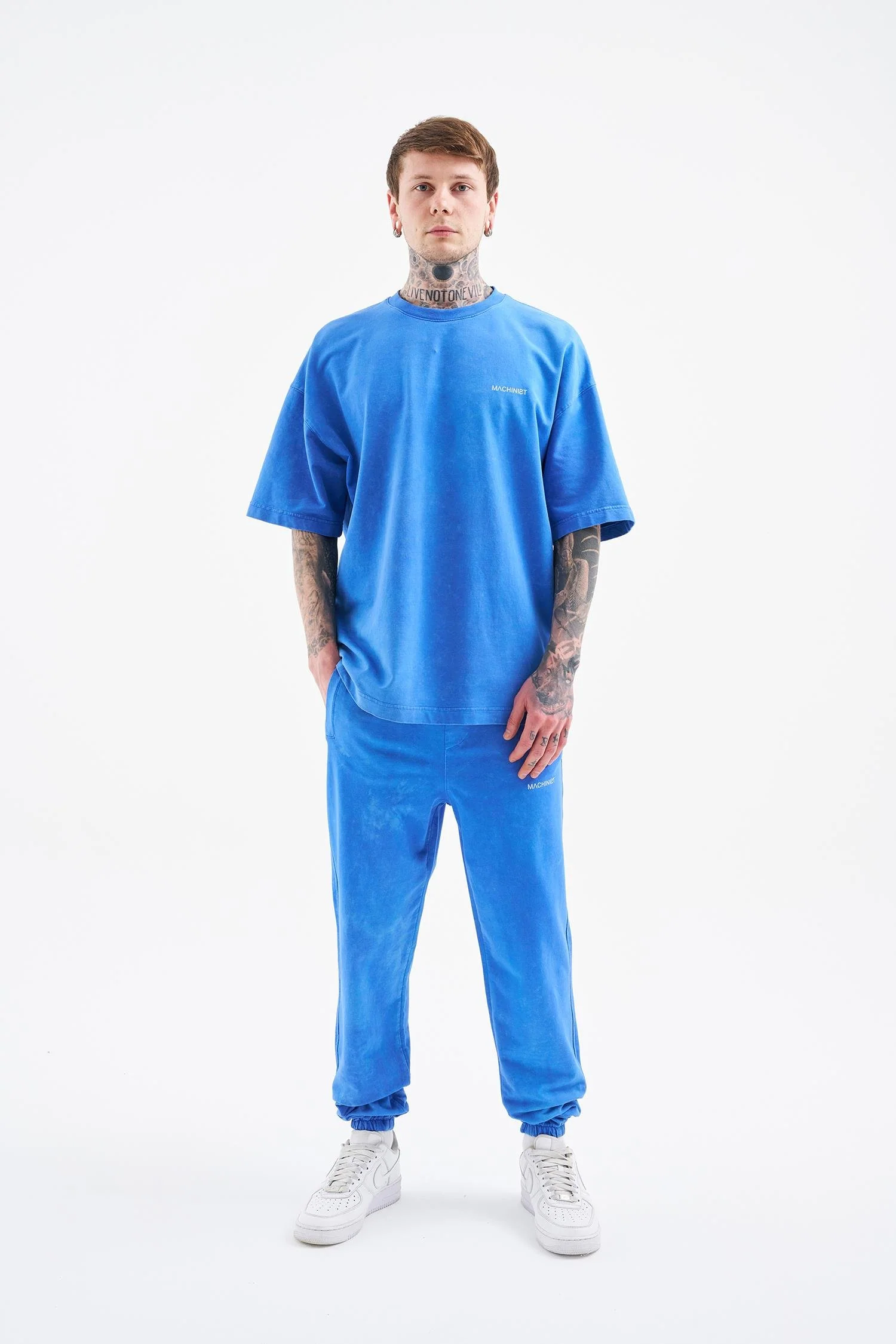 Erkek Luxury Basic Yıkamalı Oversize Tişört Açık Mavi - Image 3