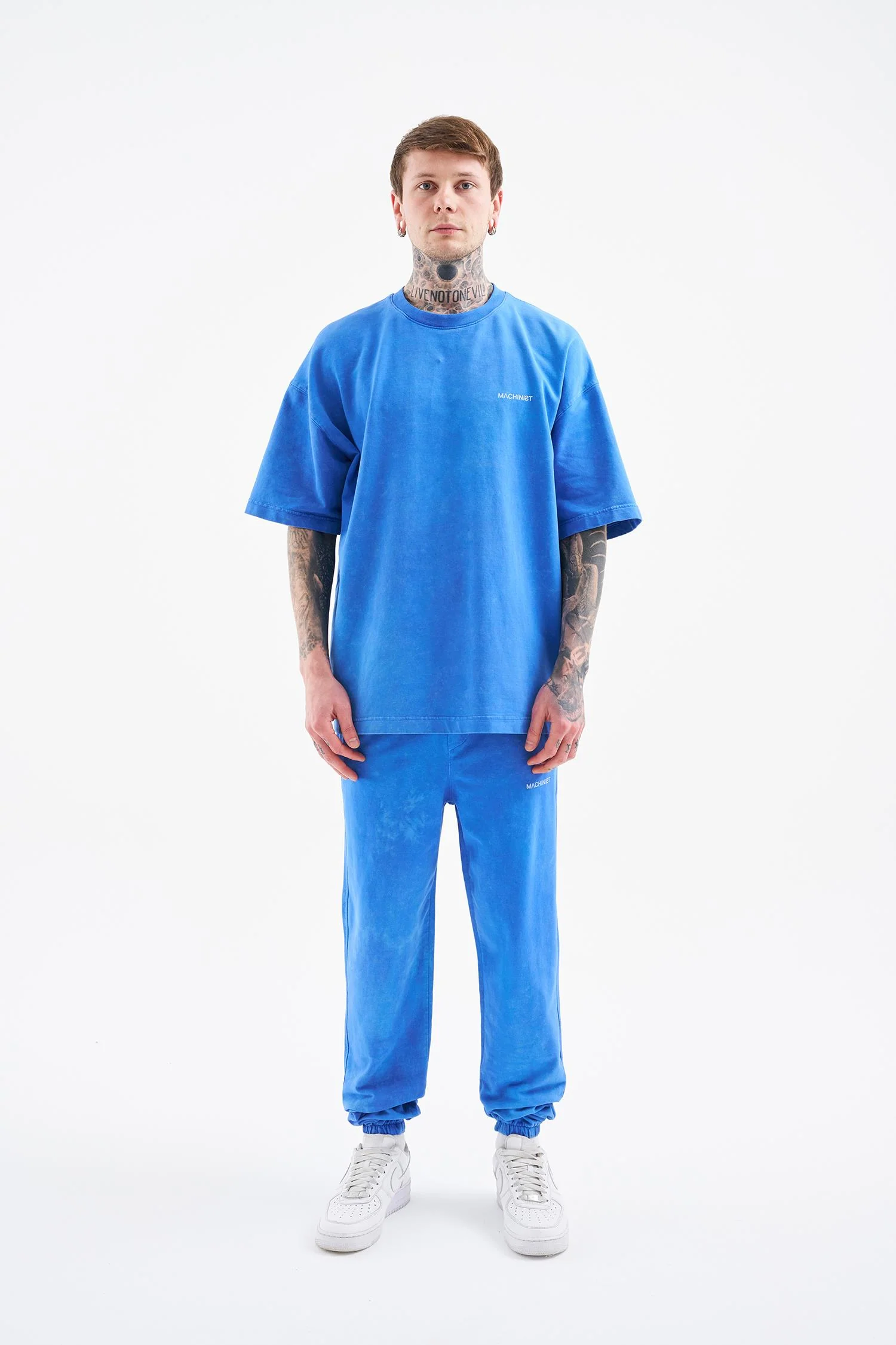 Erkek Luxury Basic Yıkamalı Oversize Tişört Açık Mavi - Image 4