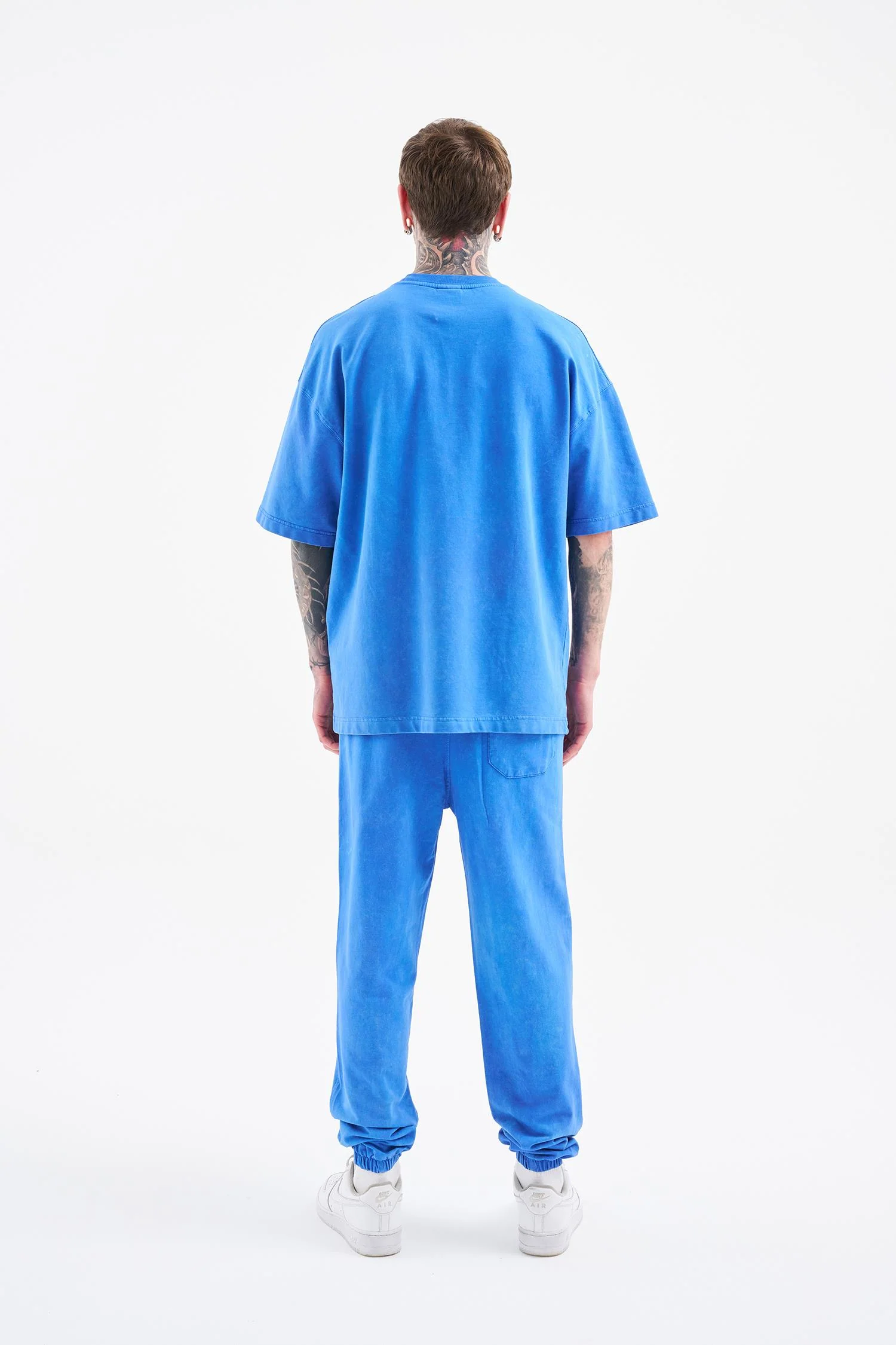 Erkek Luxury Basic Yıkamalı Oversize Tişört Açık Mavi - Image 5