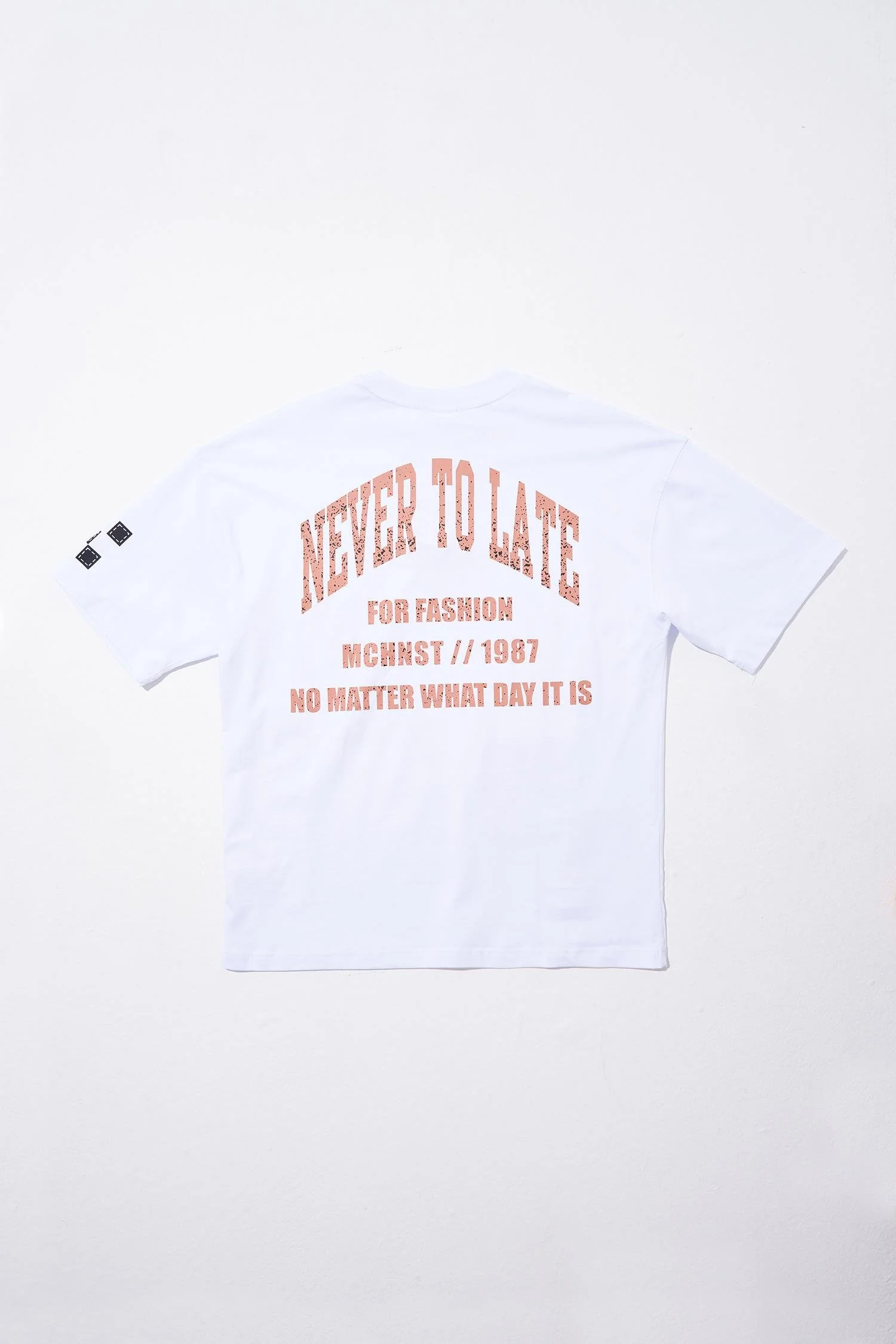 Erkek Never To Late Baskılı Oversize Tişört Beyaz - Image 8