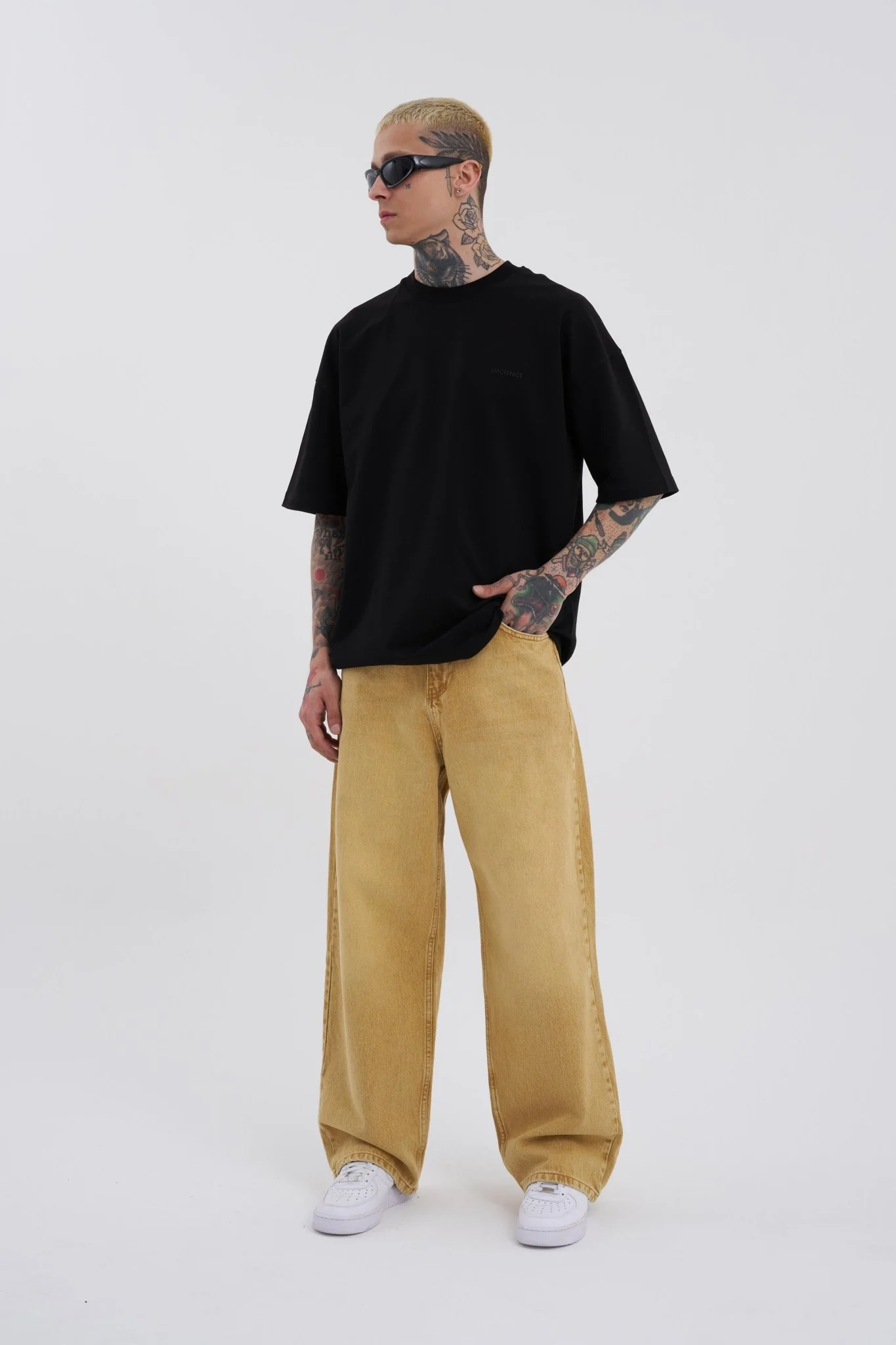 Erkek Oversize Baggy Jean Pantolon Altın - Image 10