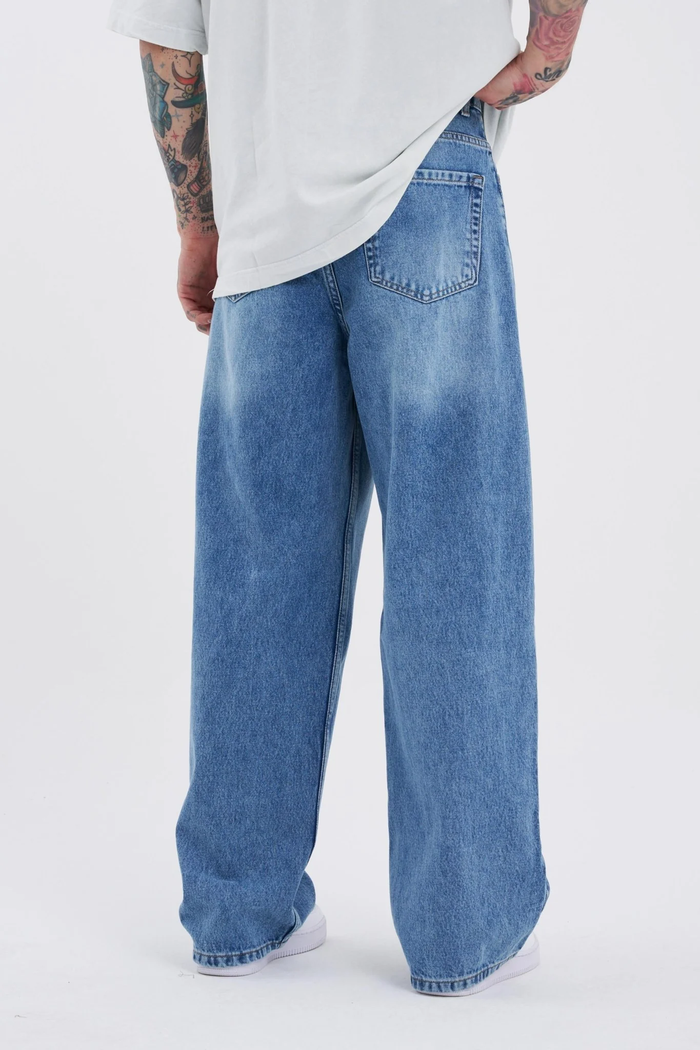 Erkek Oversize Baggy Jean Pantolon Aqua - Image 3
