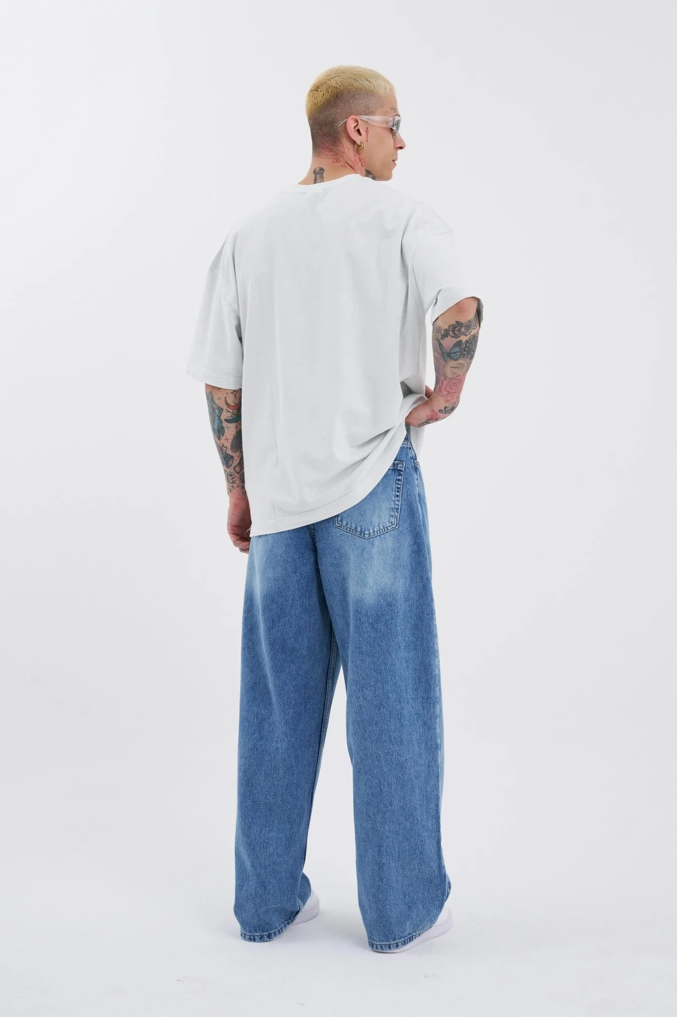 Erkek Oversize Baggy Jean Pantolon Aqua - Image 6