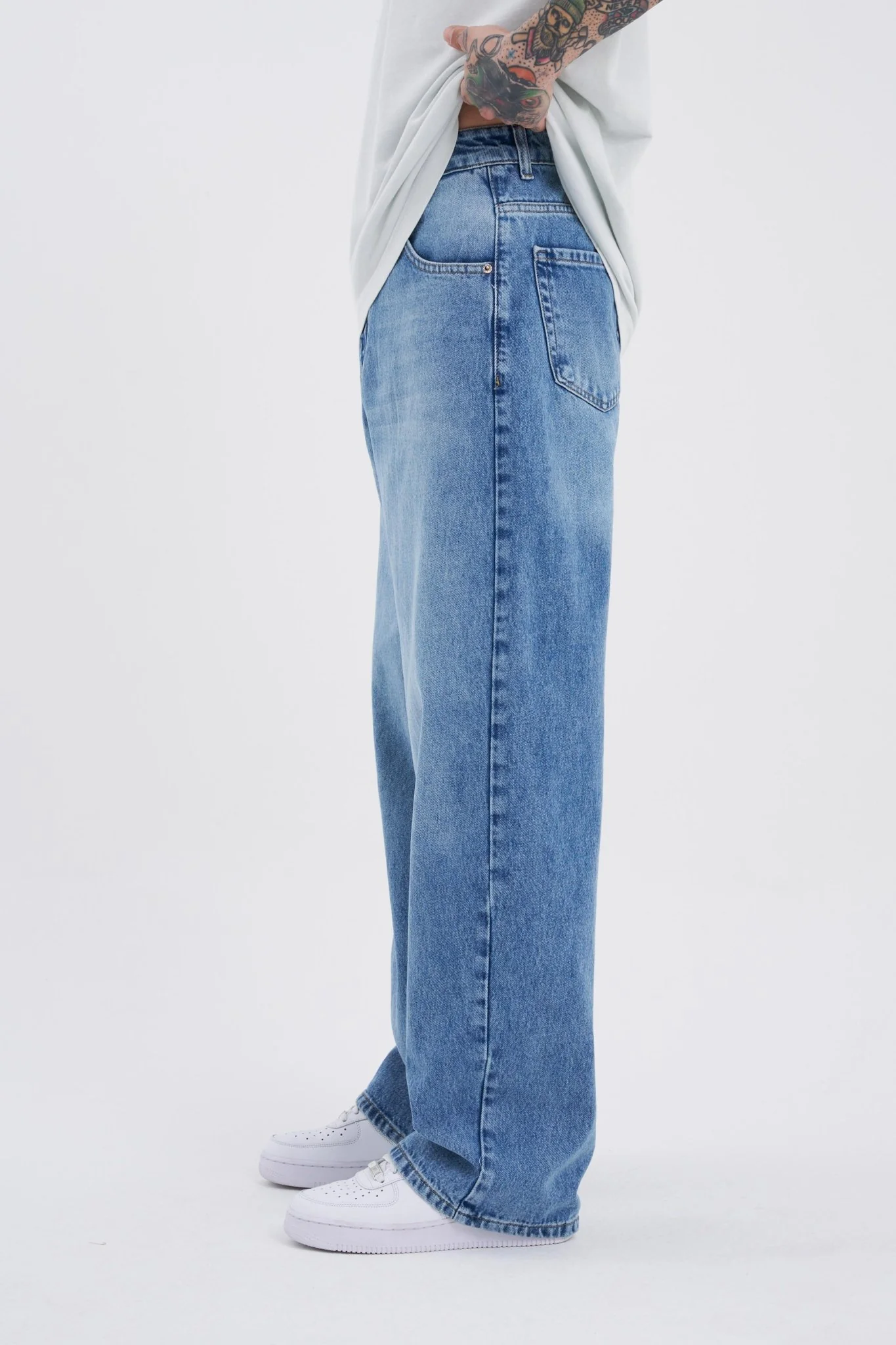 Erkek Oversize Baggy Jean Pantolon Aqua - Image 8