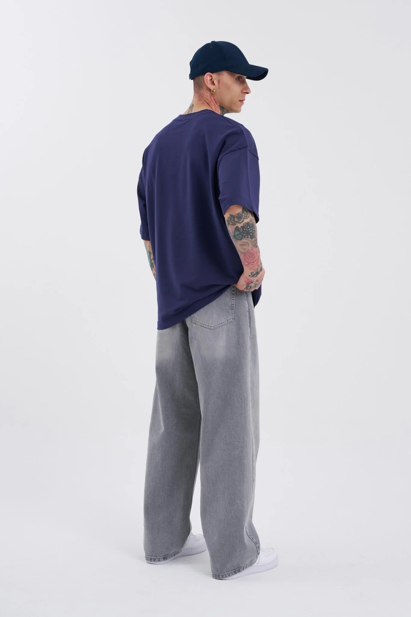 Erkek Oversize Baggy Jean Pantolon Gri - Image 6