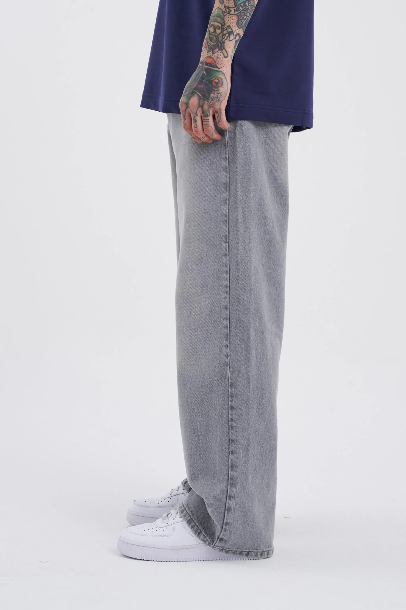 Erkek Oversize Baggy Jean Pantolon Gri - Image 8