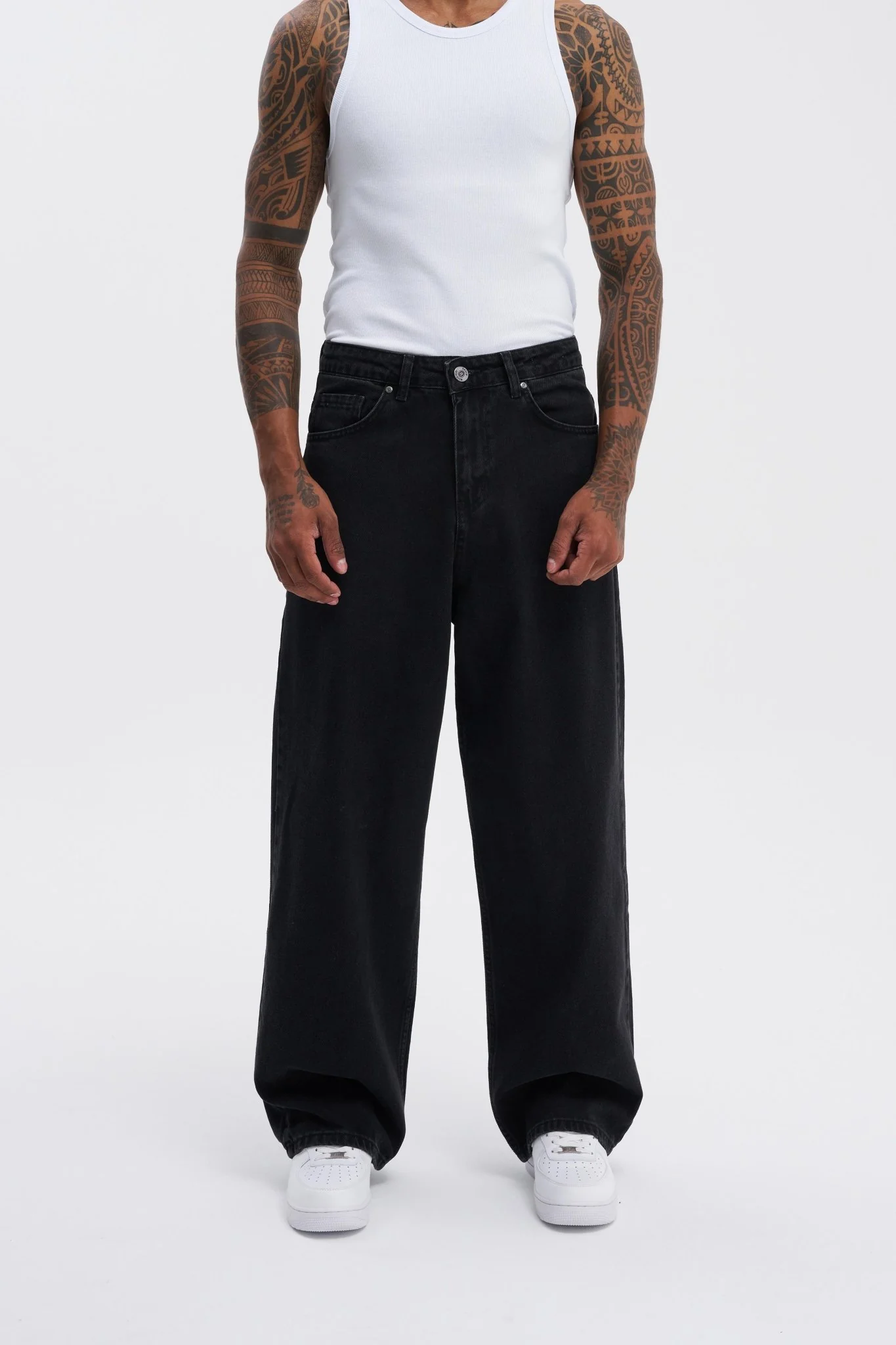 Erkek Oversize Baggy Jean Pantolon Siyah - Image 4