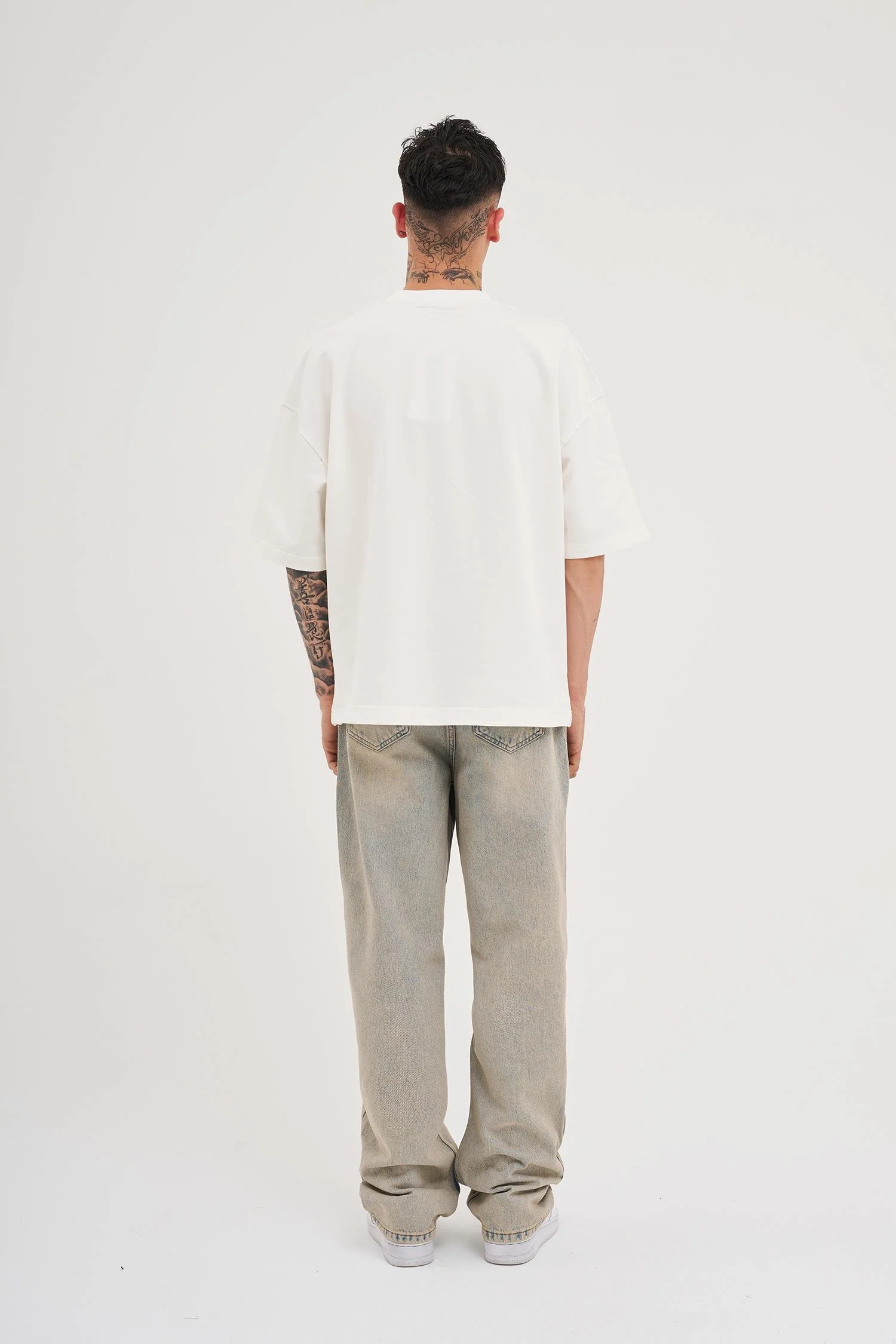 Erkek Oversize Baggy Yıkamalı Jean Pantolon Açık Gri - Image 12