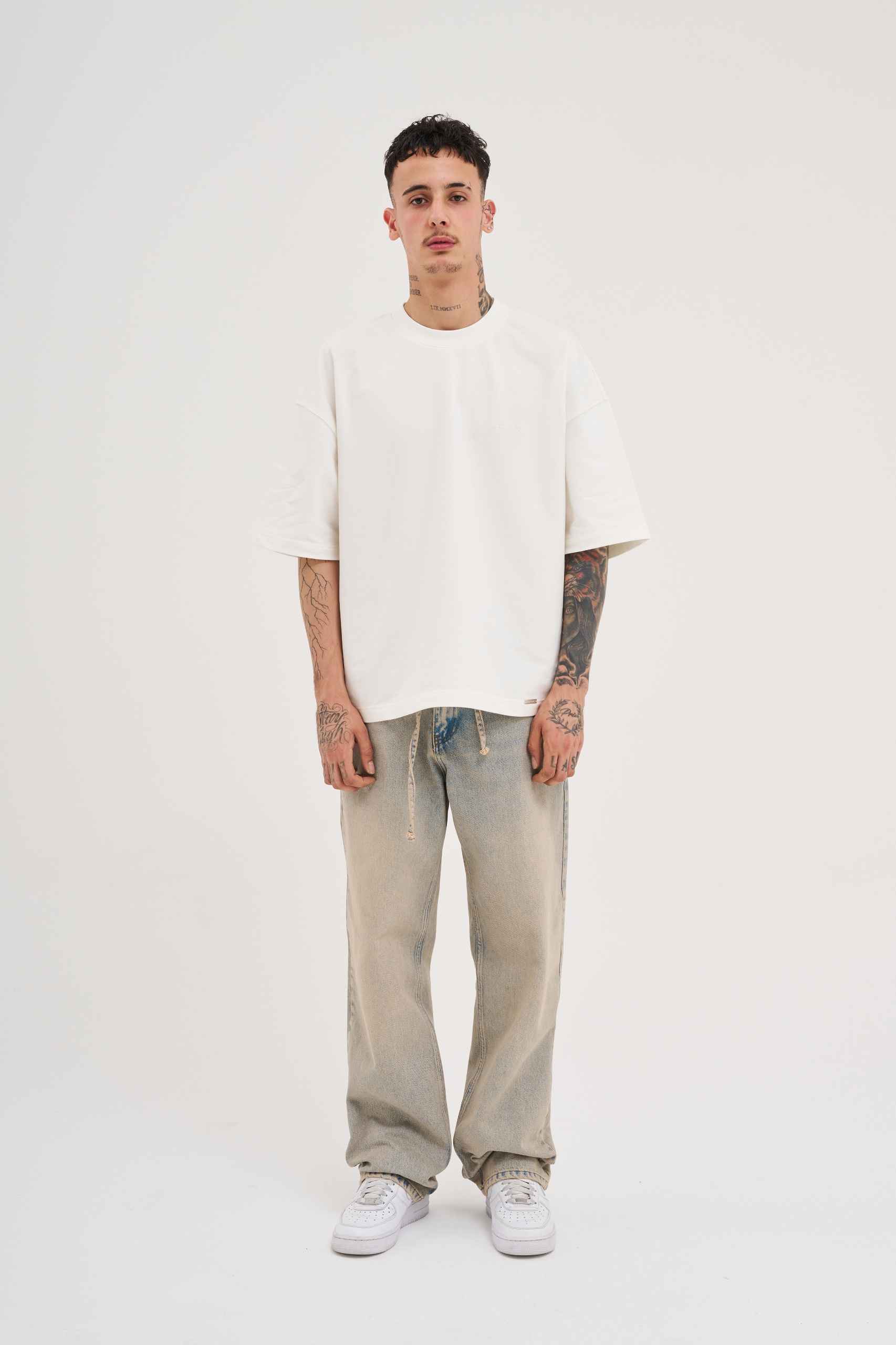 Erkek Oversize Baggy Yıkamalı Jean Pantolon Açık Gri - Image 4