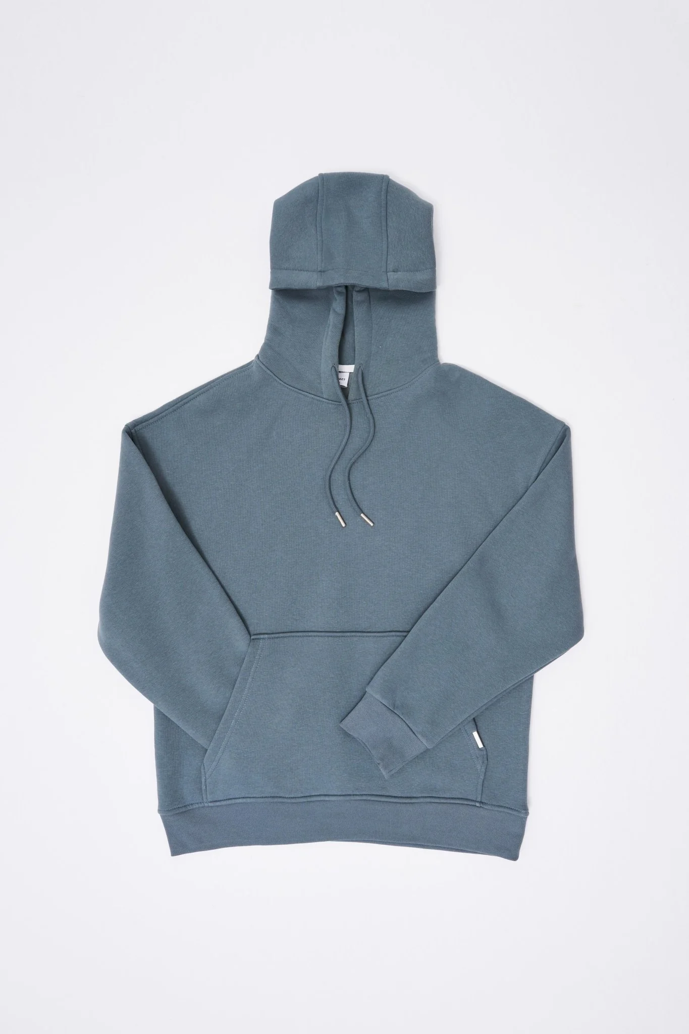 Erkek Oversize Basic Kapüşonlu Sweatshirt Mavi Duman - Image 6