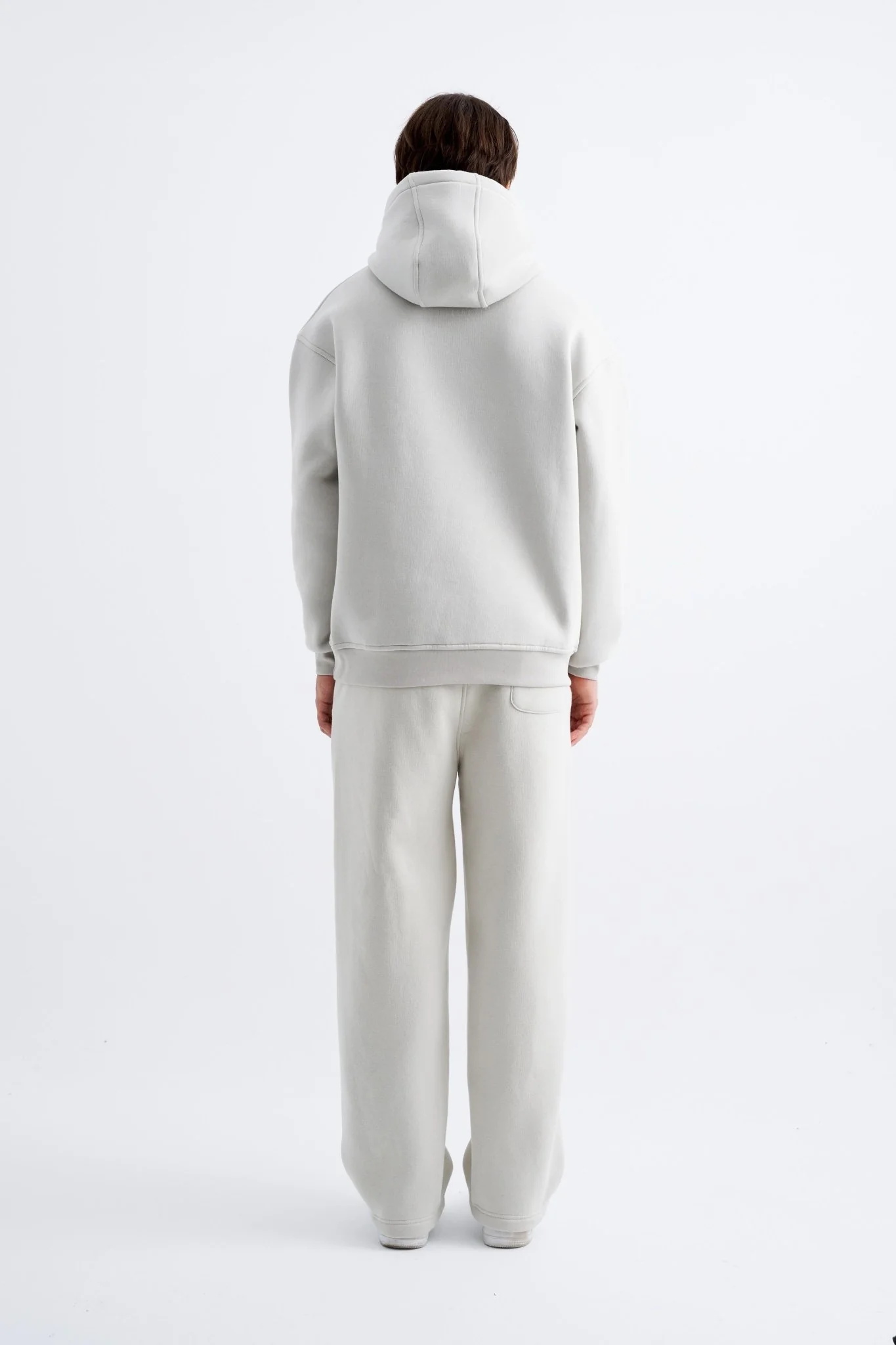 Erkek Oversize Basic Kapüşonlu Sweatshirt Uzay Grisi - Image 7