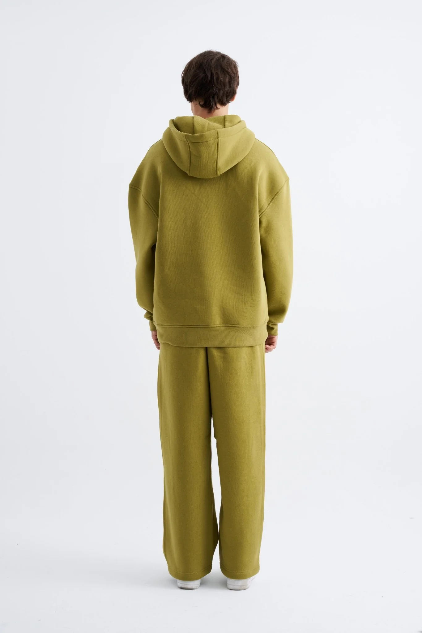 Erkek Oversize Basic Kapüşonlu Sweatshirt Yeşil - Image 6
