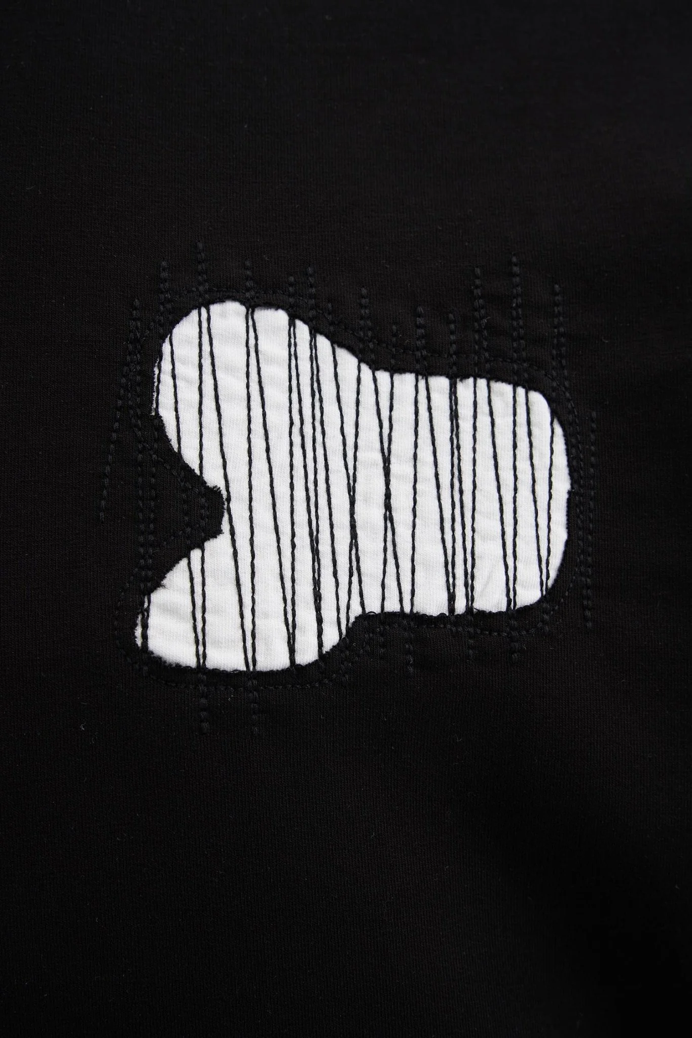 Erkek Patchwork and Stitched Oversize Tişört Siyah - Image 3