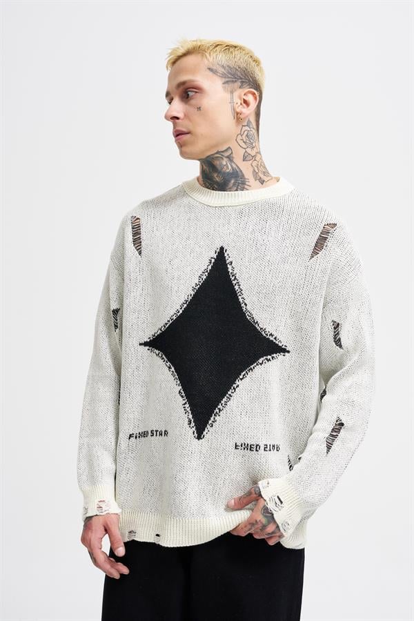 Erkek Patterned Kazak Ekru - Image 3