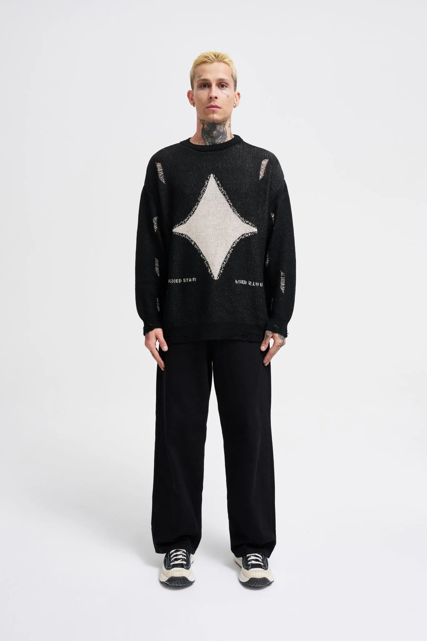 Erkek Patterned Kazak Siyah - Image 3