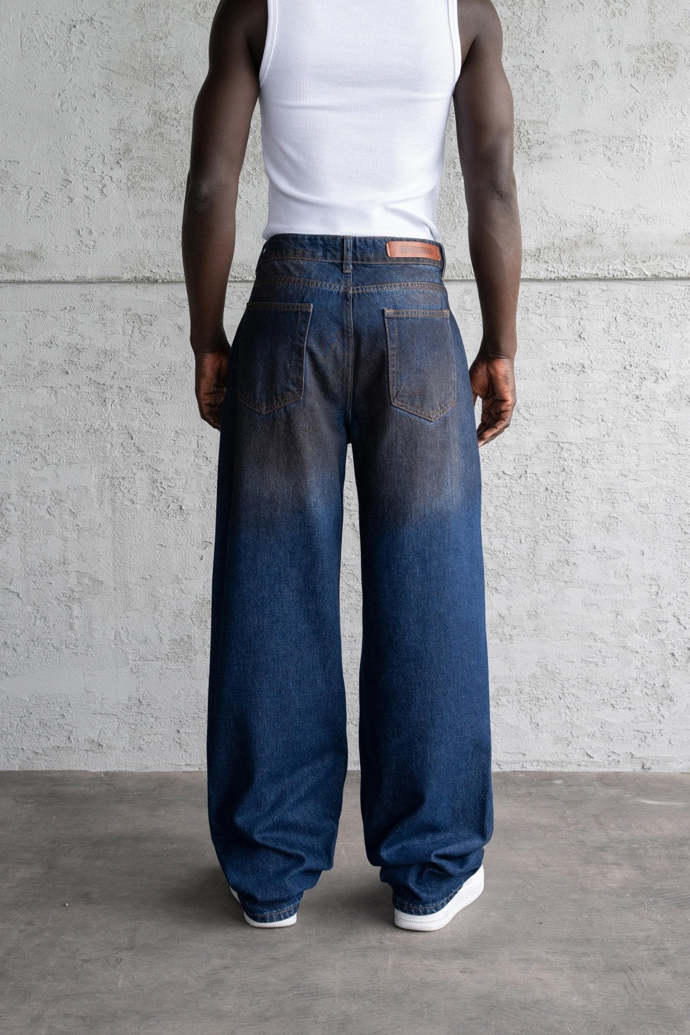 Erkek Pigment Kaplama Efektli Baggy Jean Pantolon Mavi - Image 3