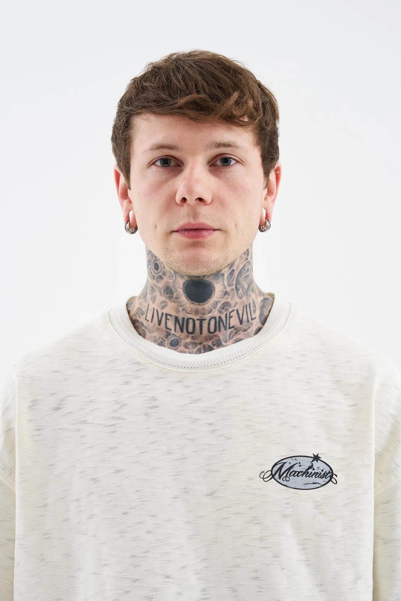 Erkek Premıum Fabrıc Baskılı Oversize Tişört Ekru - Image 5