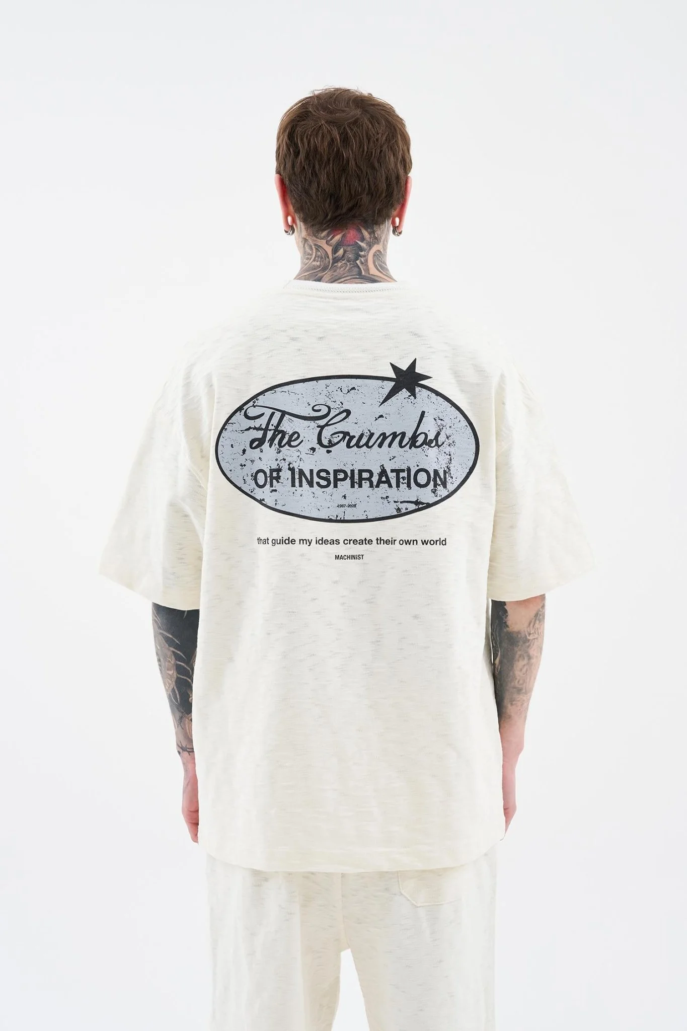 Erkek Premıum Fabrıc Baskılı Oversize Tişört Ekru - Image 6