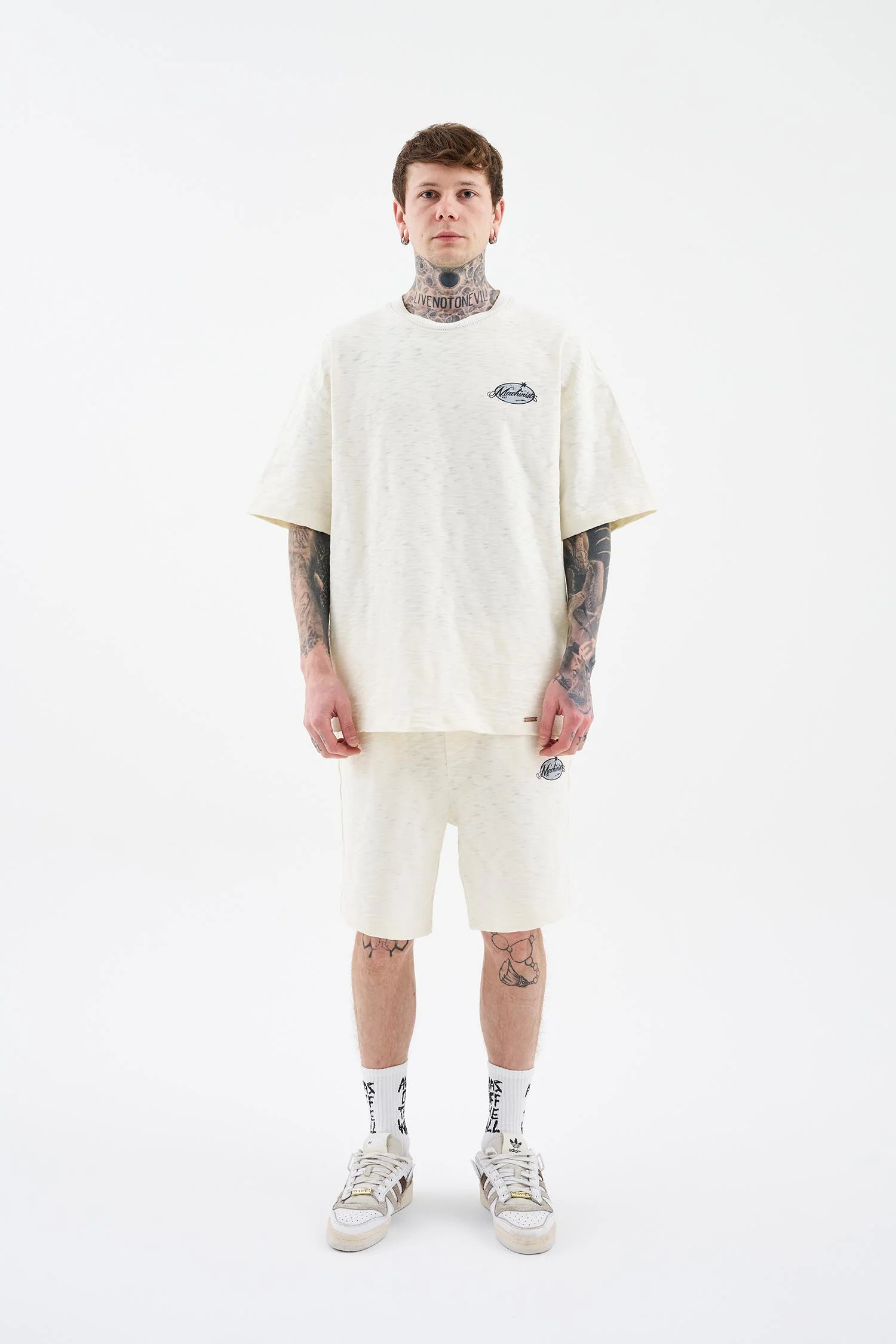 Erkek Premıum Fabrıc Baskılı Oversize Tişört Ekru - Image 7