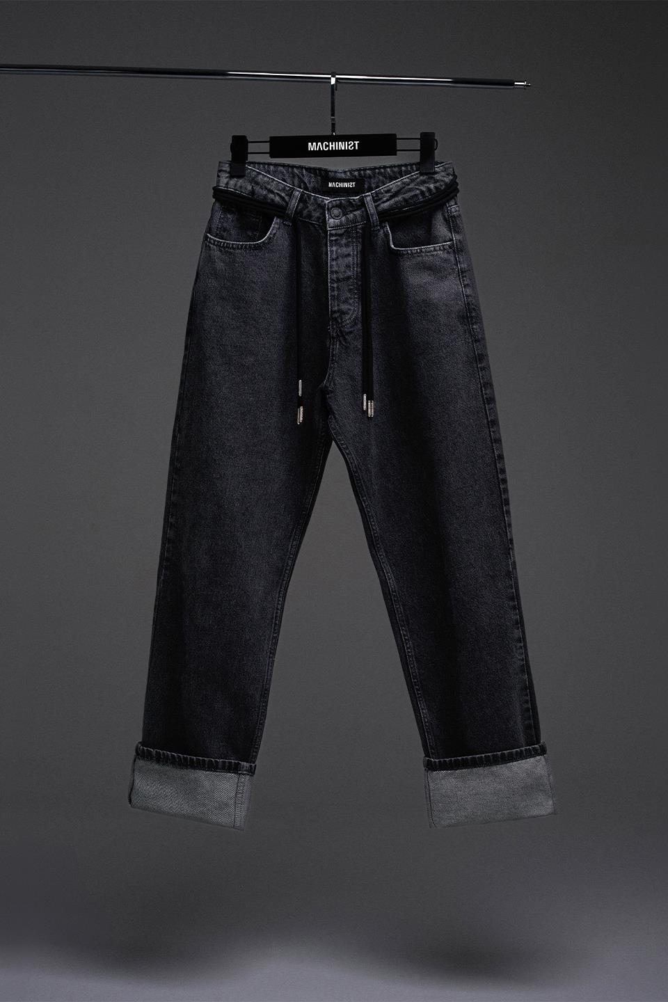 Erkek Relaxed Baggy Jean Pantolon Efektli Antrasit - Image 4