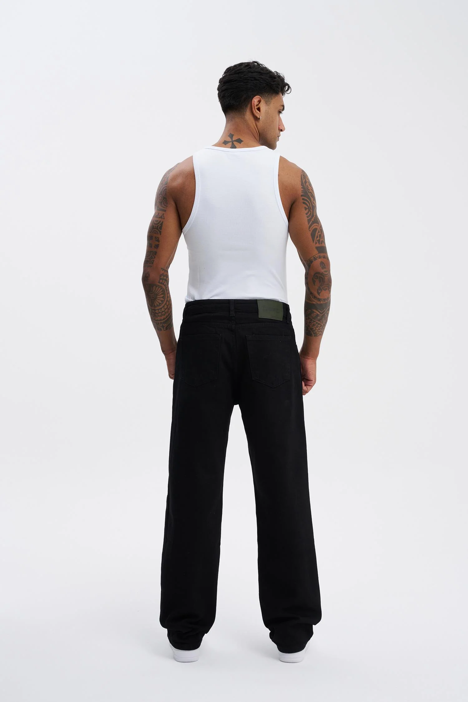 Erkek Relaxed Baggy Jean Pantolon Siyah - Image 11