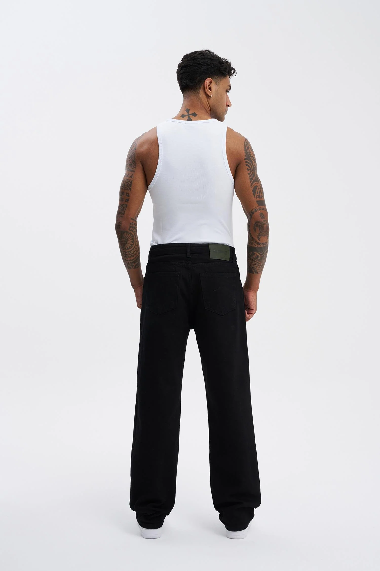 Erkek Relaxed Baggy Jean Pantolon Siyah - Image 5