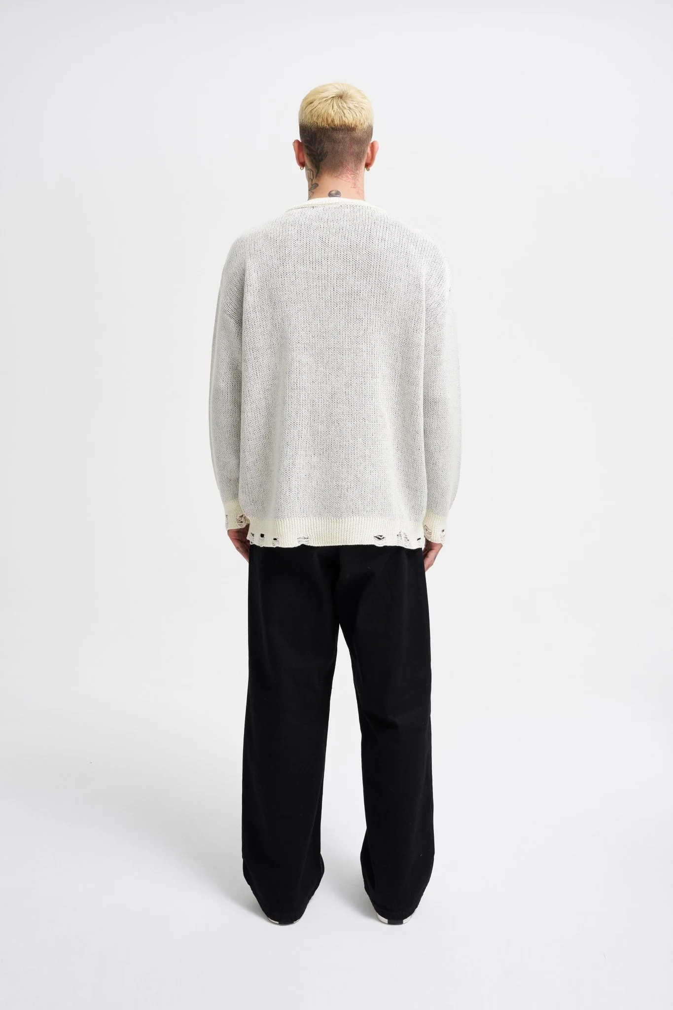 Erkek Silhouette Pattern Kazak Ekru - Image 6