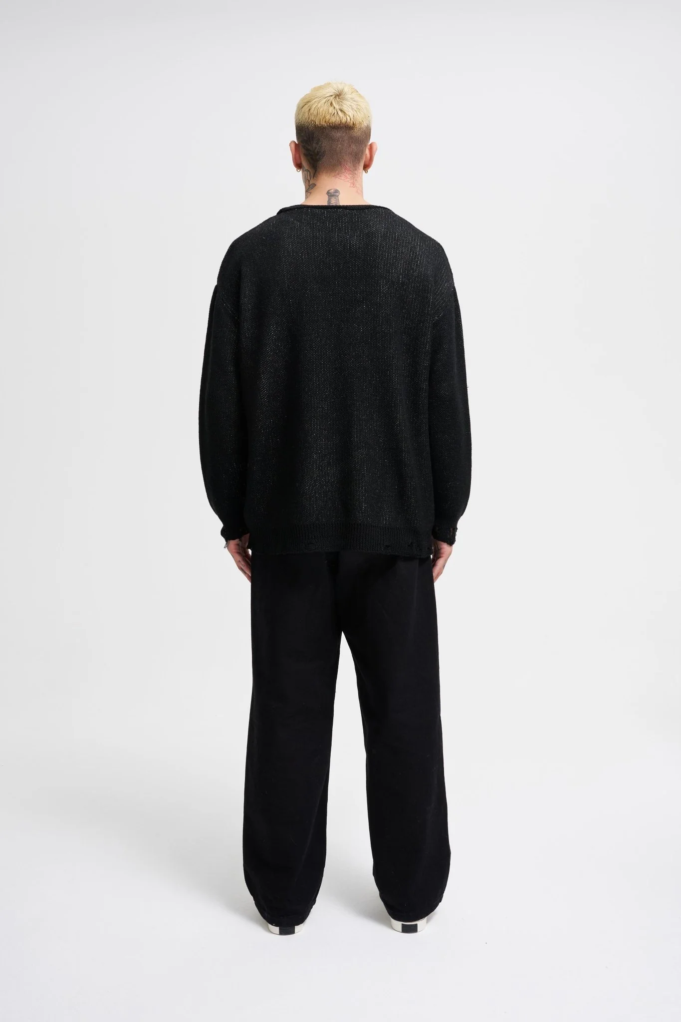 Erkek Silhouette Pattern Kazak Siyah - Image 6