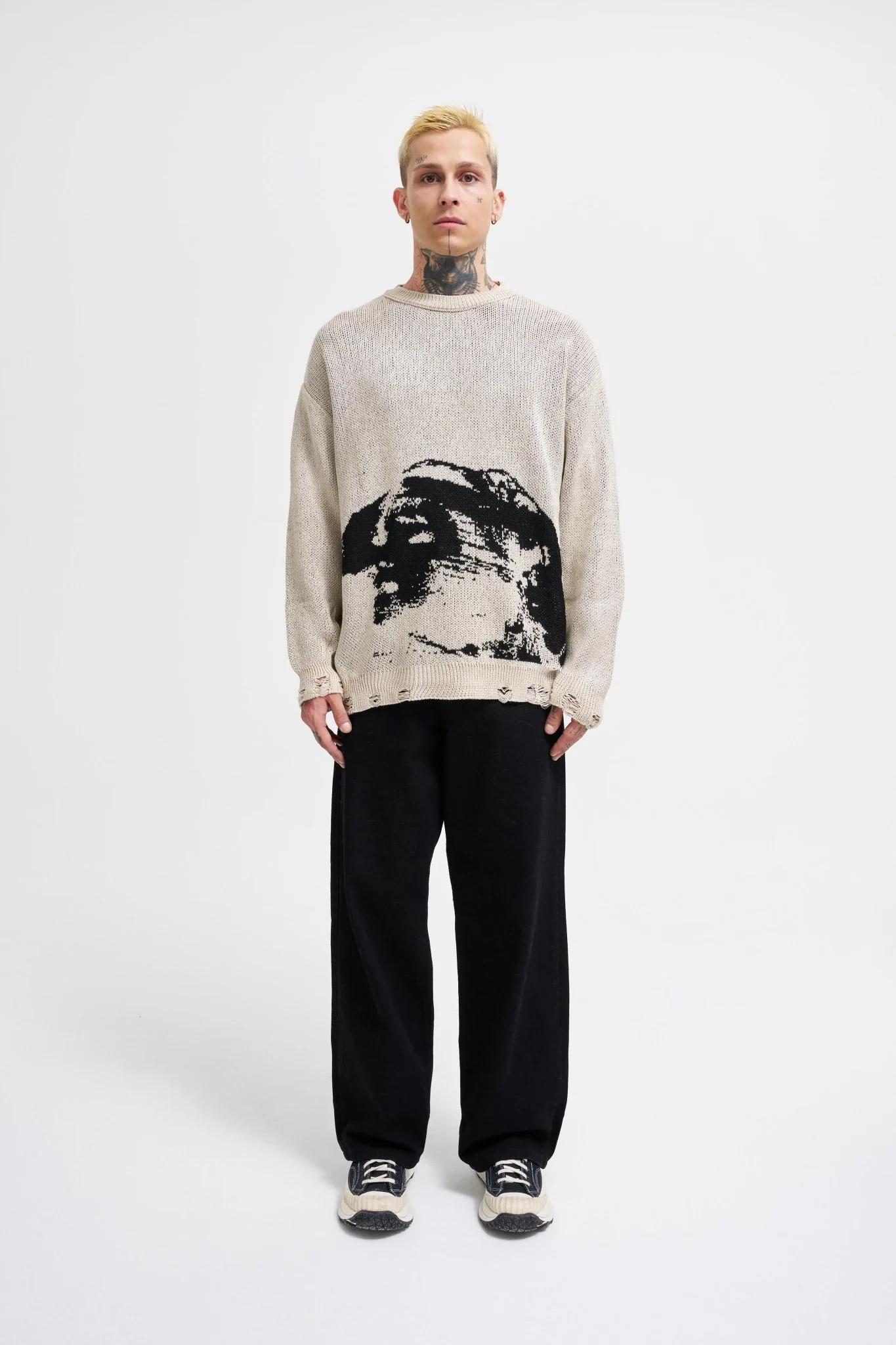 Erkek Silhouette Pattern Kazak Taş - Image 5