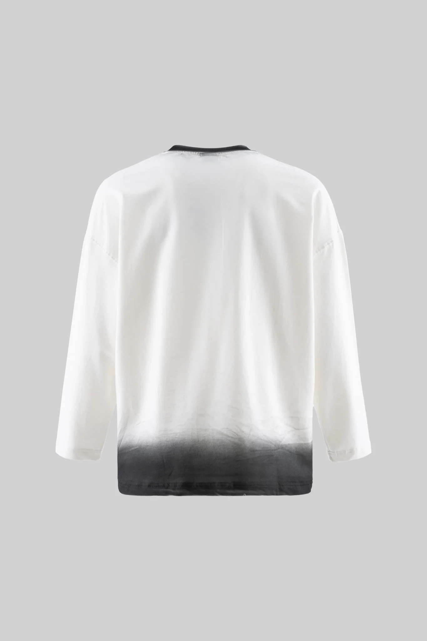 Erkek Sprey Boya Baskılı Oversize Uzun Kollu Tişört Ekru - Image 3